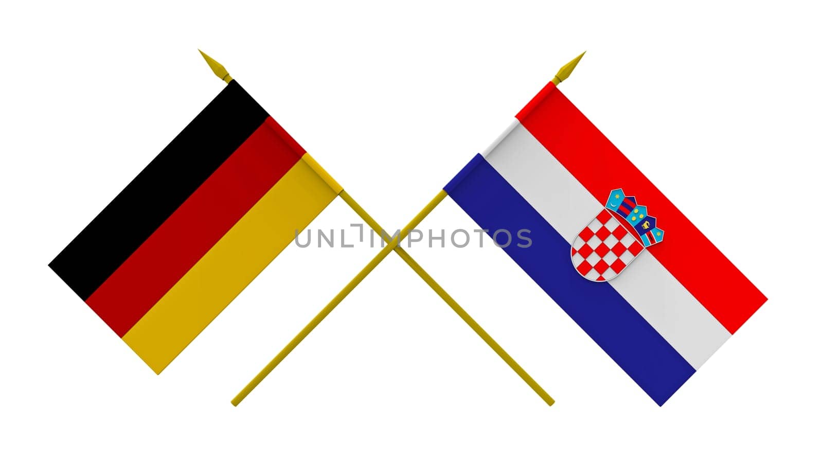 Flags of Croatia and Germany, 3d render, isolated on white