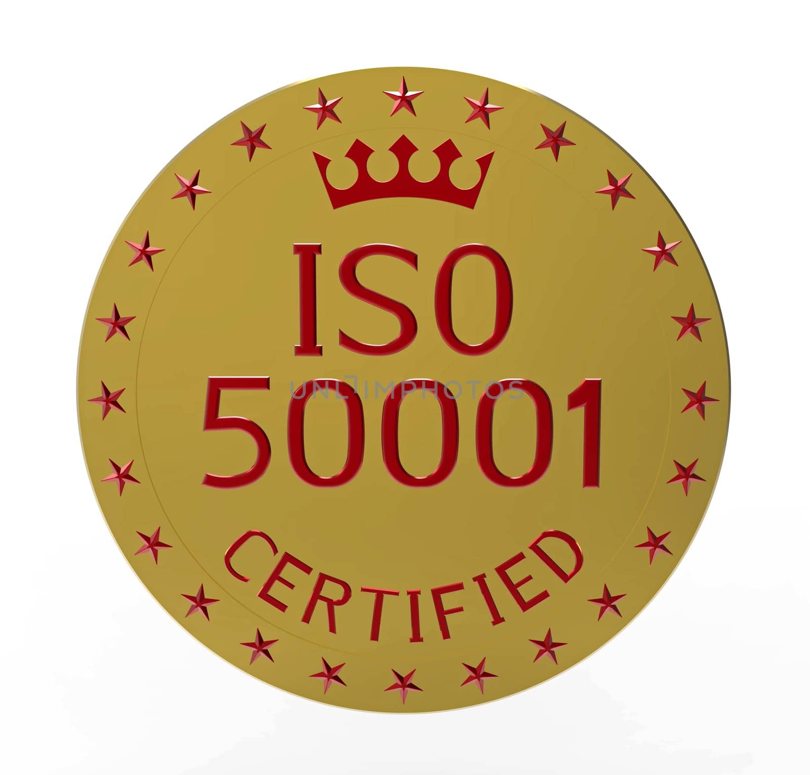 ISO 50001 standard, energy management system, 3D render, isolated on white