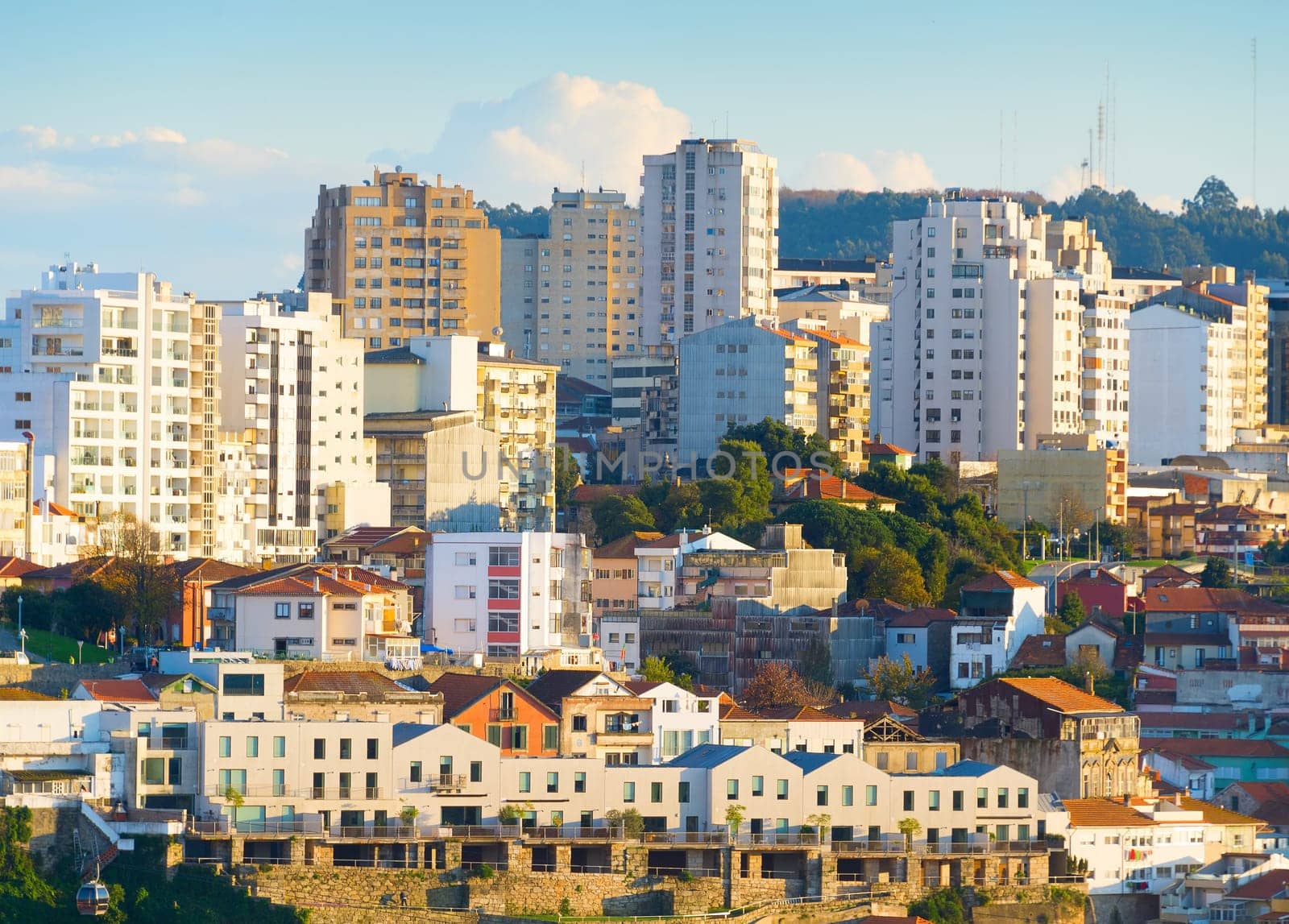 Cityscape of modern architeture, apartments and real estate of Porto
