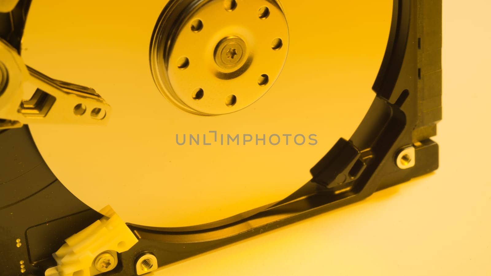 Colorful hdd. open hard disk drive. the concept of data storage. data array. hard drive from the computer