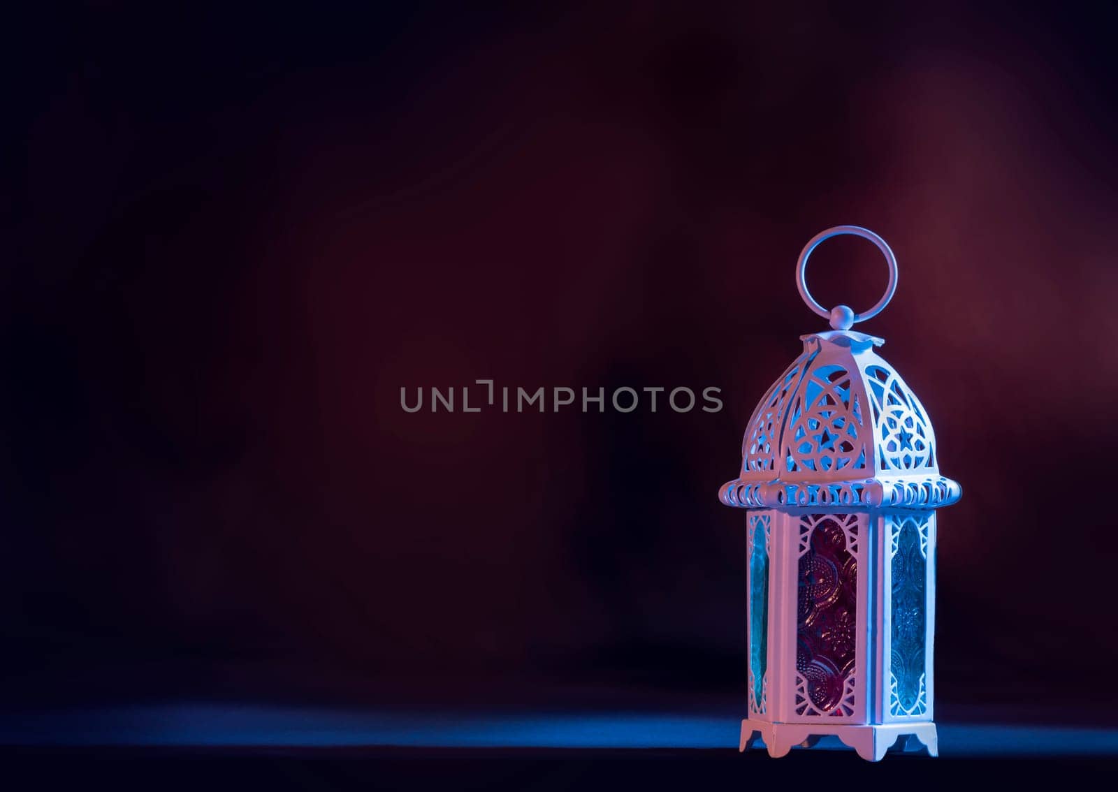 Arabic lamp with beautiful light. Islamic concept image for ramadan