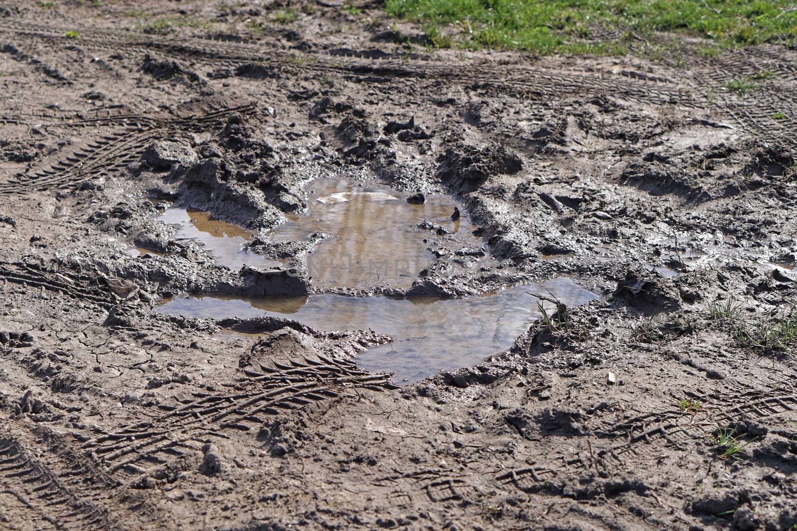 Big mud dirt and water after rain