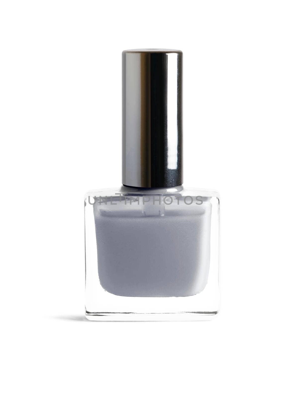 Silver color nail polish isolated on white background with clipping path