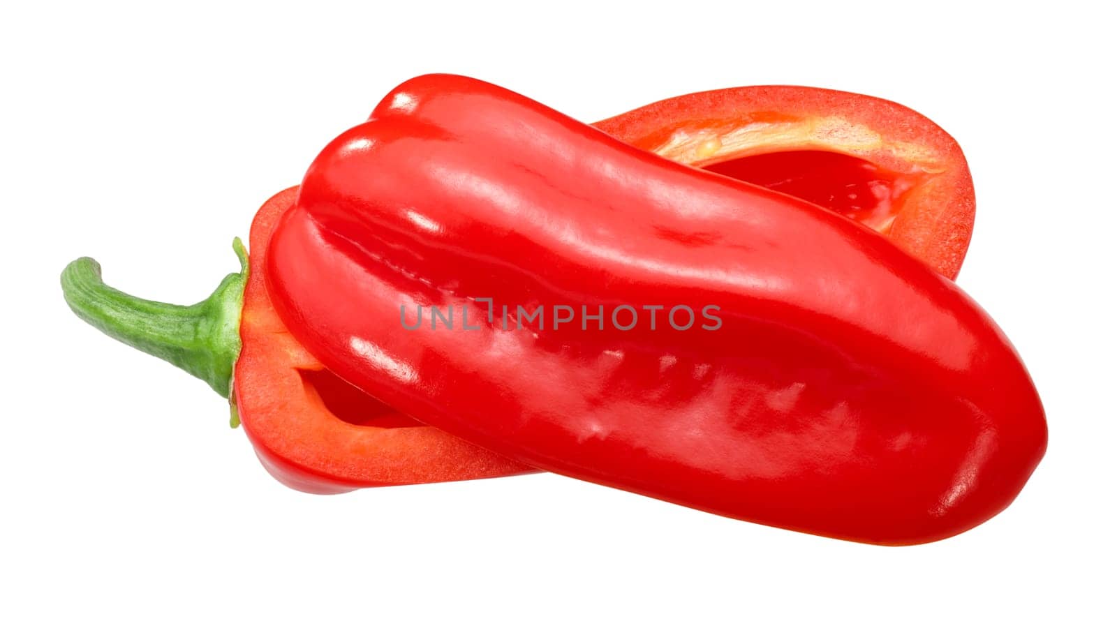 Zavory Habanero chile pepper (Capsicum chinense fruit), split ripe pod