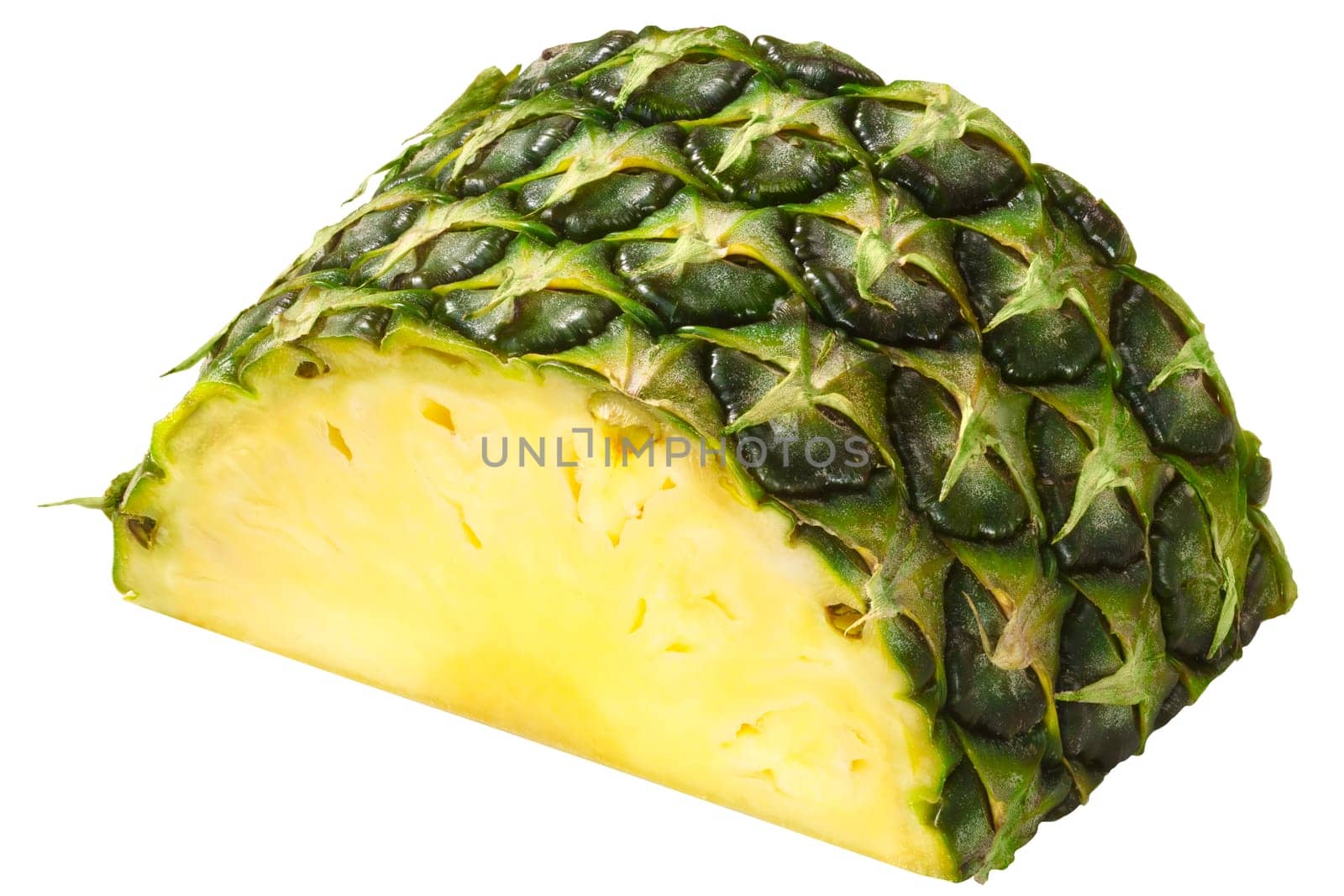 Pineapple (Ananas comosus) slice, chunk or piece with rind
