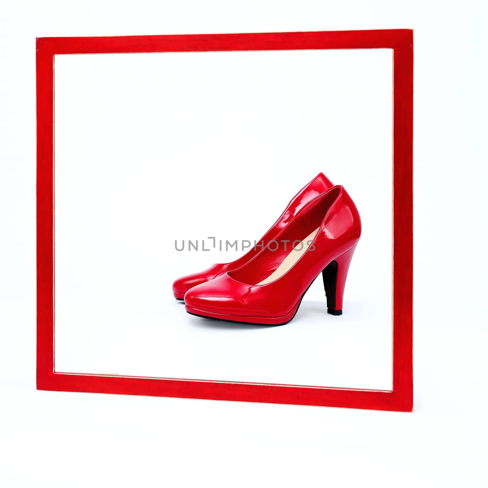 red frame with high heels