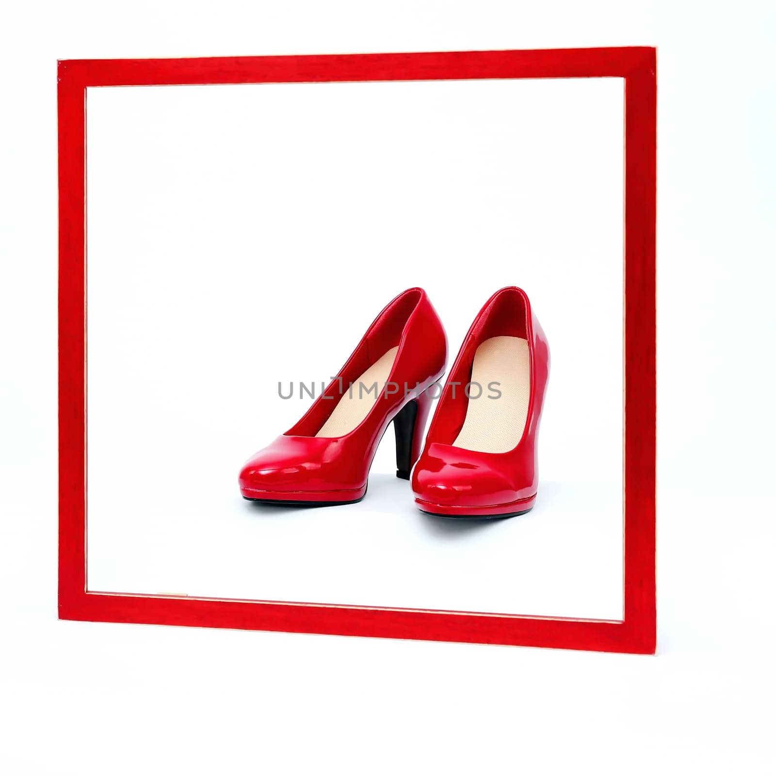 red frame with high heels