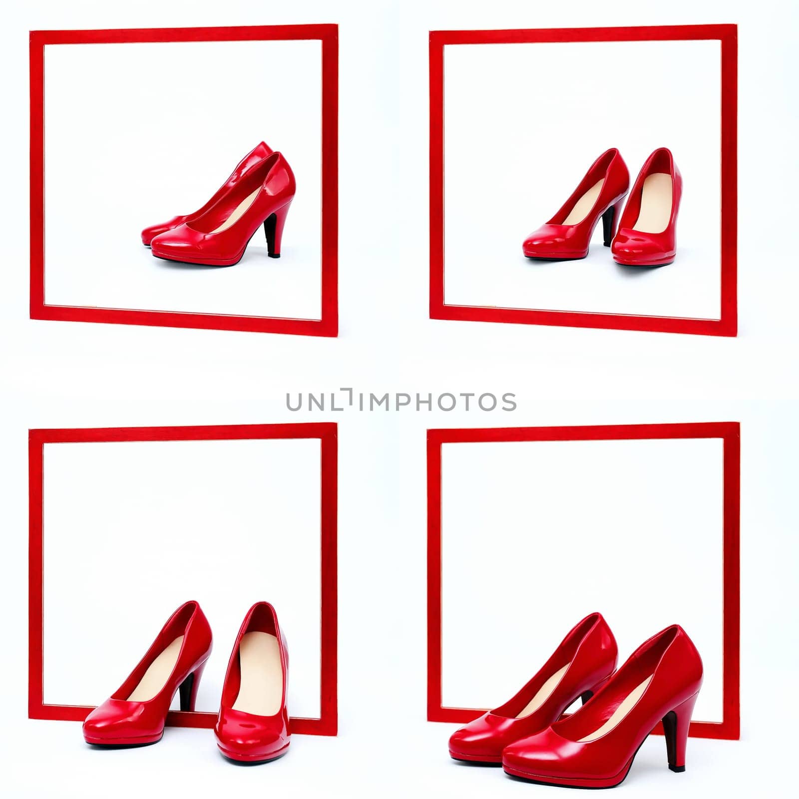 red frame with high heels
