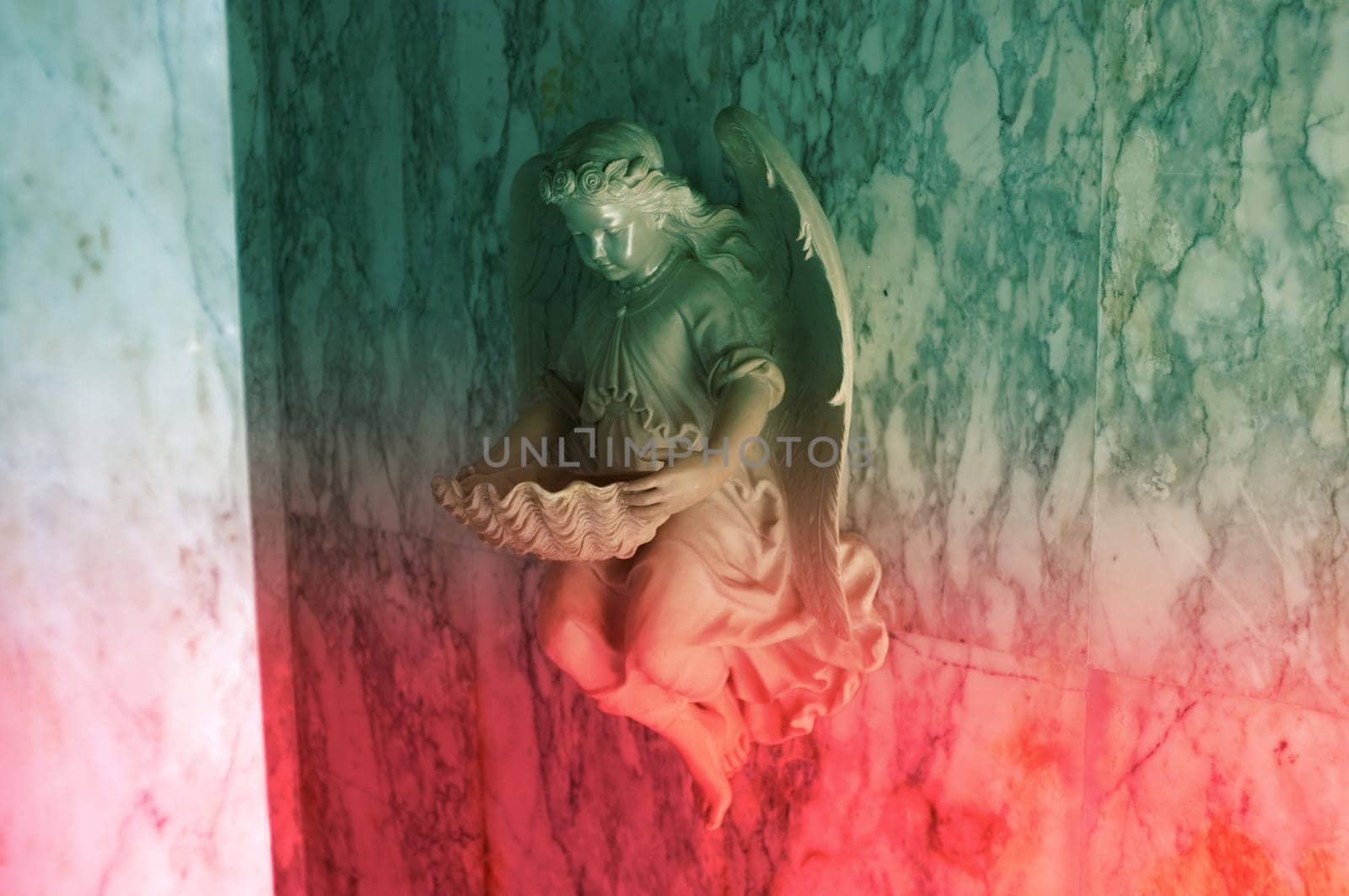 Angelic cupid statue - vintage retro effect style picture , greeting card , wedding card , valentine day