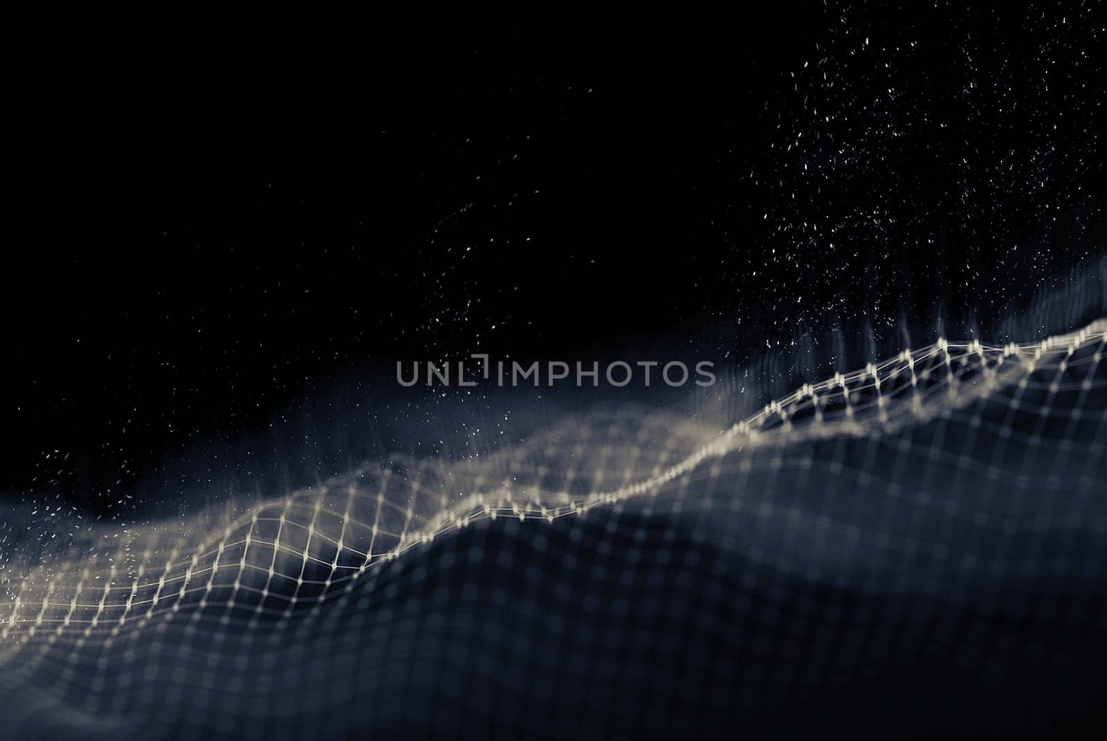 Data technology abstract futuristic illustration . Low poly shape with connecting dots and lines on dark background. 3D rendering . Big data .