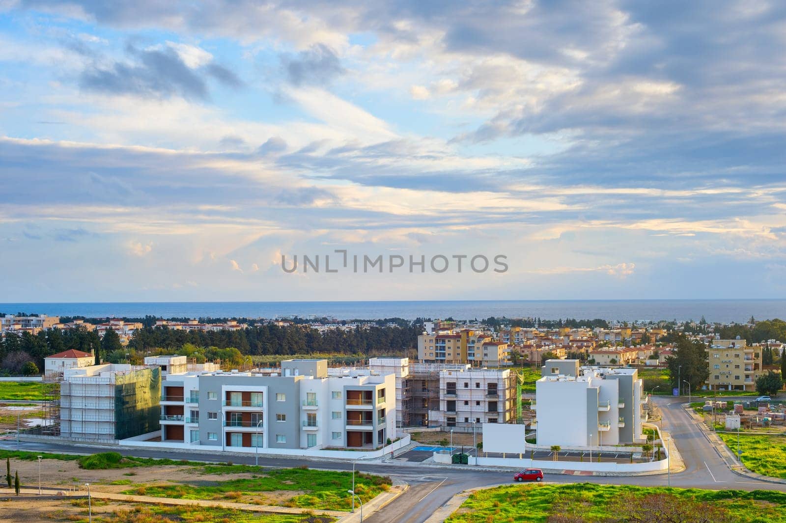 Construction of modern apartments building in Paphos, Syprus