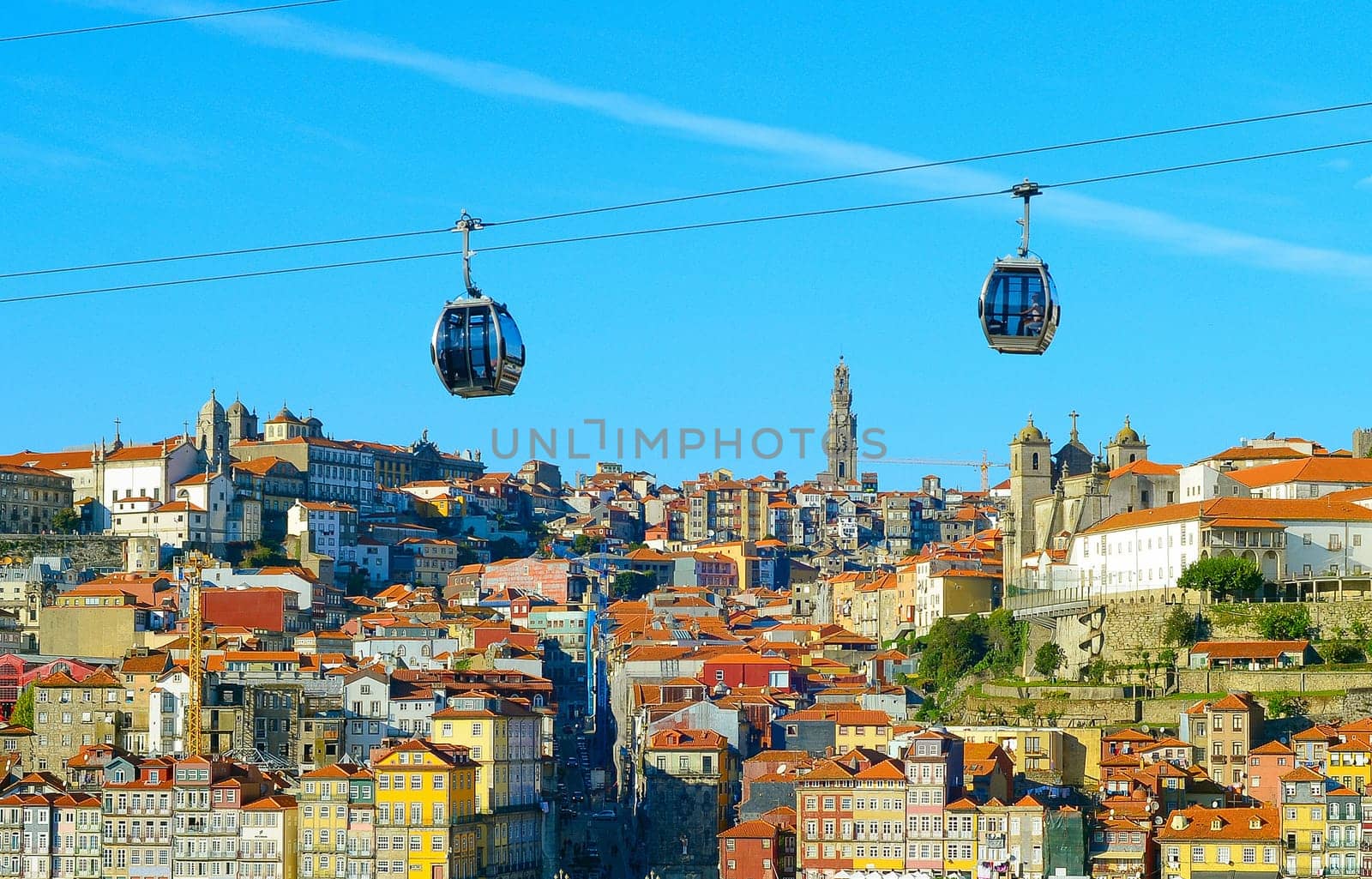 Cable car in Porto Old Town with. Portugal
