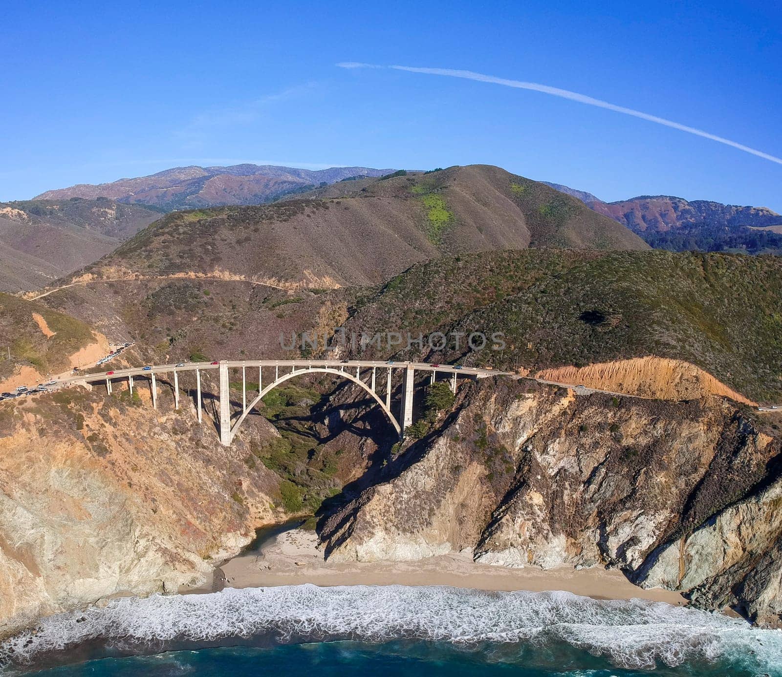 Bixby Bridge Rocky Creek Bridge and Pacific Coast Highway at Big Sur in California