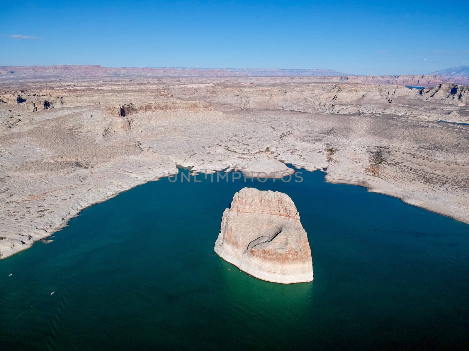 Aerial vief of Lone Rock at Lake Powell