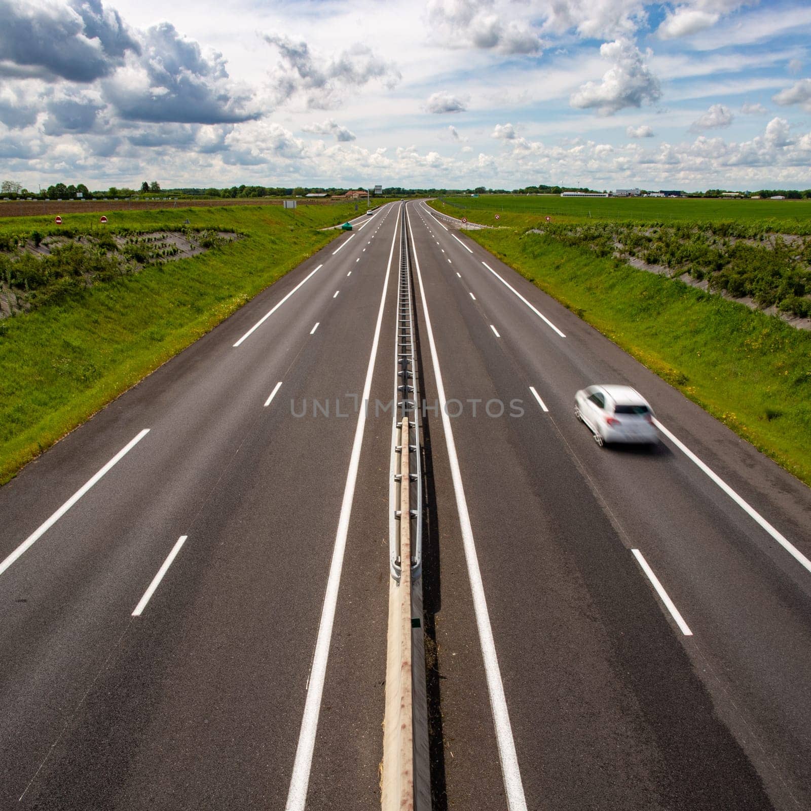 Driving the car on the highway