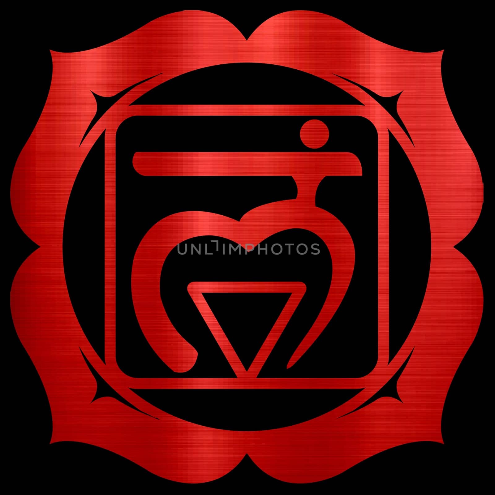 red muladhara chakra root mandala esoteric spiritual sacred illustration shape metallic
