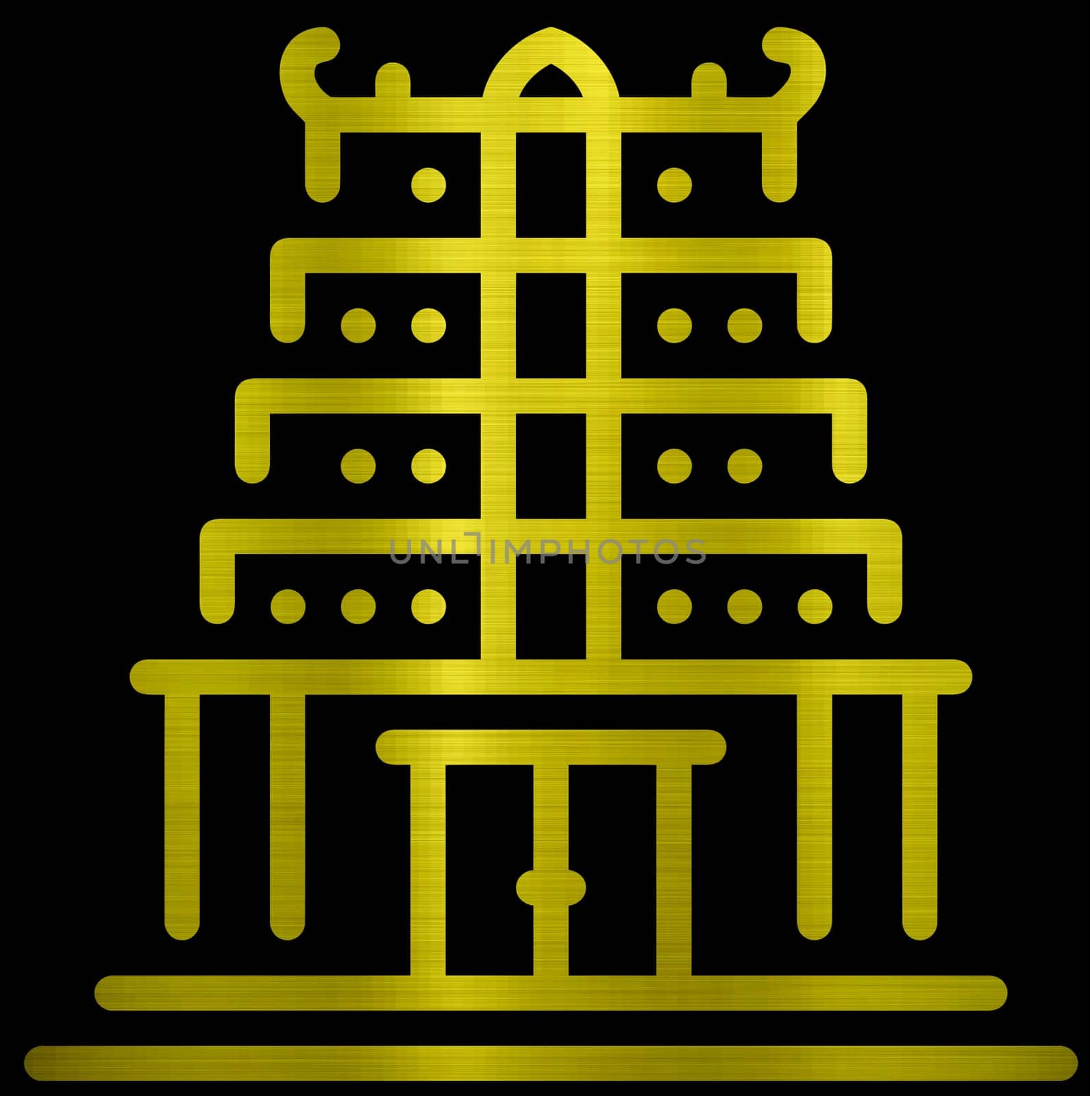 hindu india temple building religious silhouette holy historic metallic golden illustration