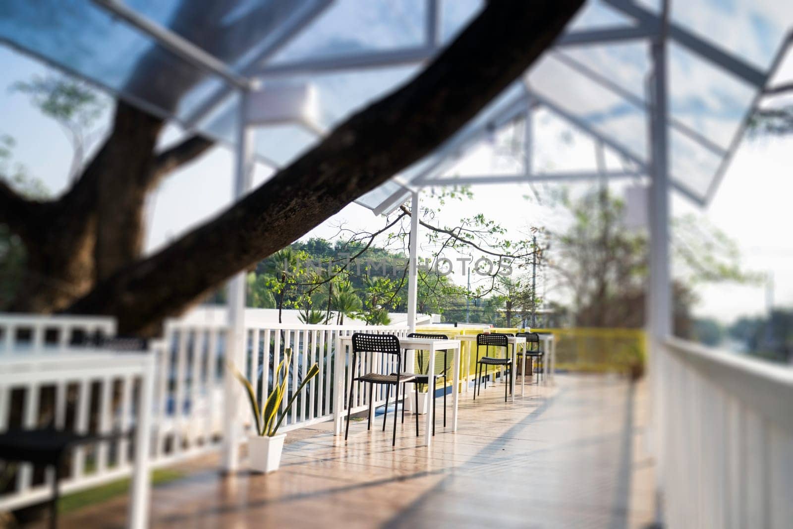Modern restaurant seat on rooftop, stock photo