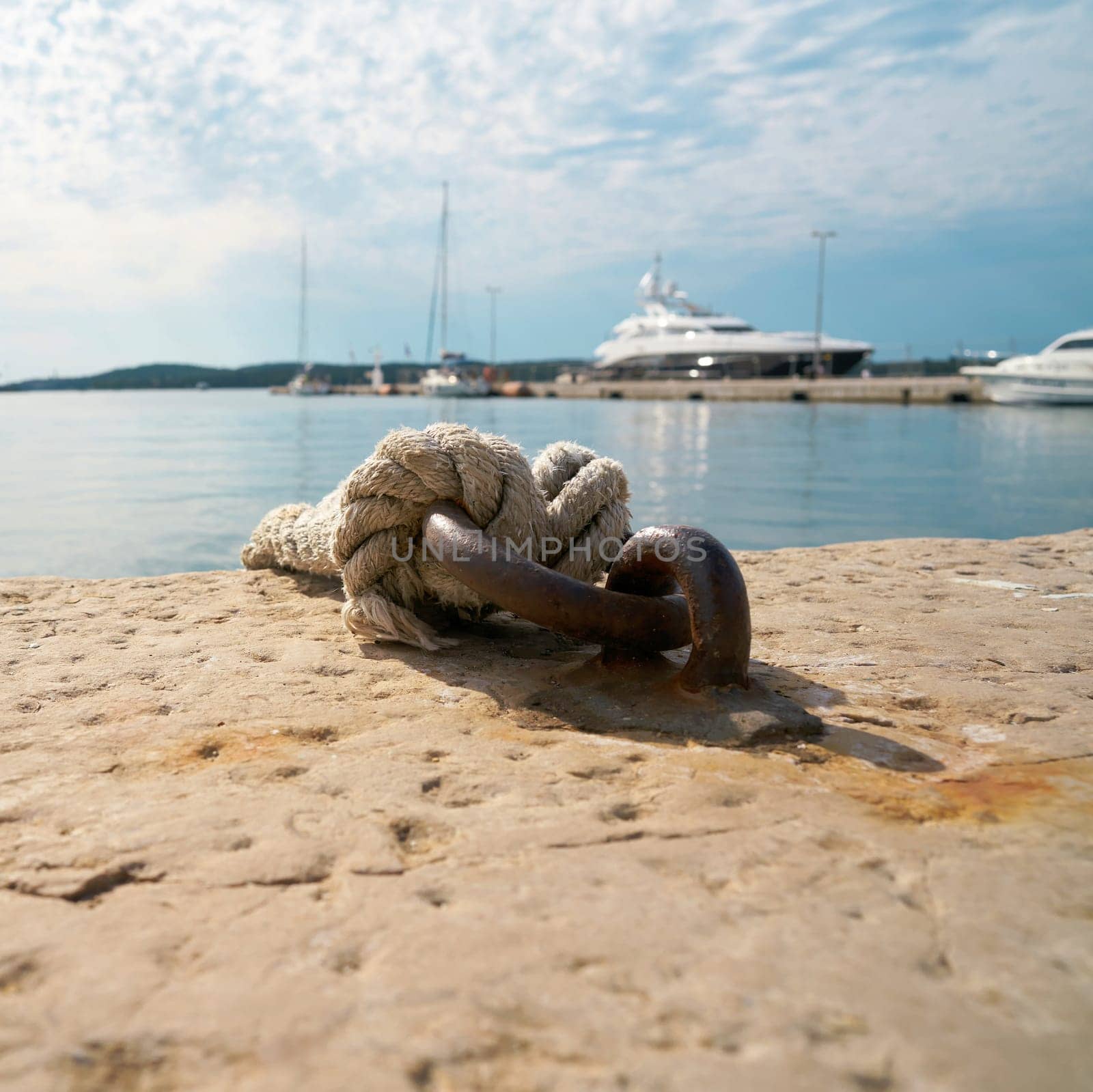 Mooring for boats in the port of Pula in Croatia
