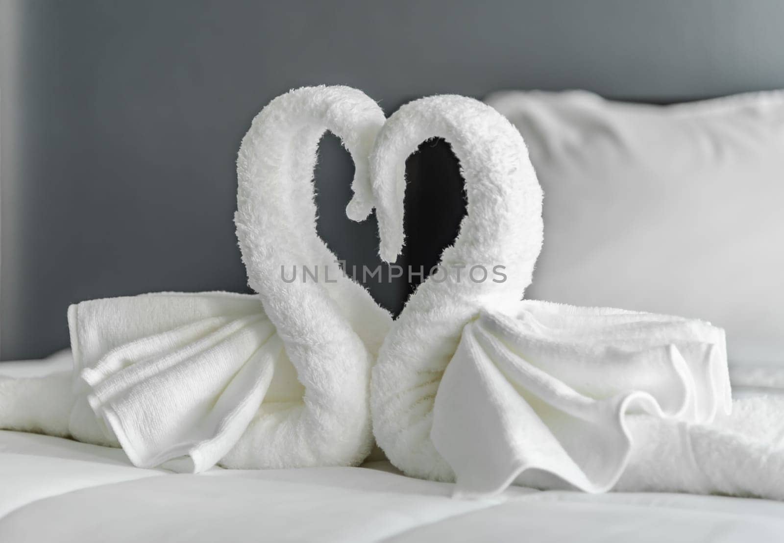 Room and interior concept, The wiping cloth that is folded into a bird nest a comfortable room