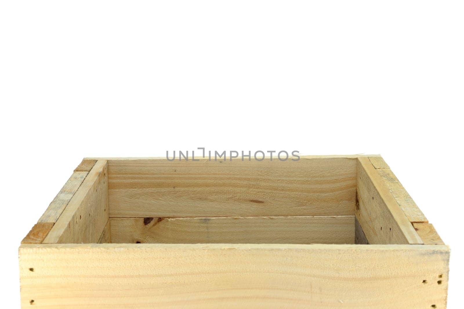 A close up shot of a wooden crate