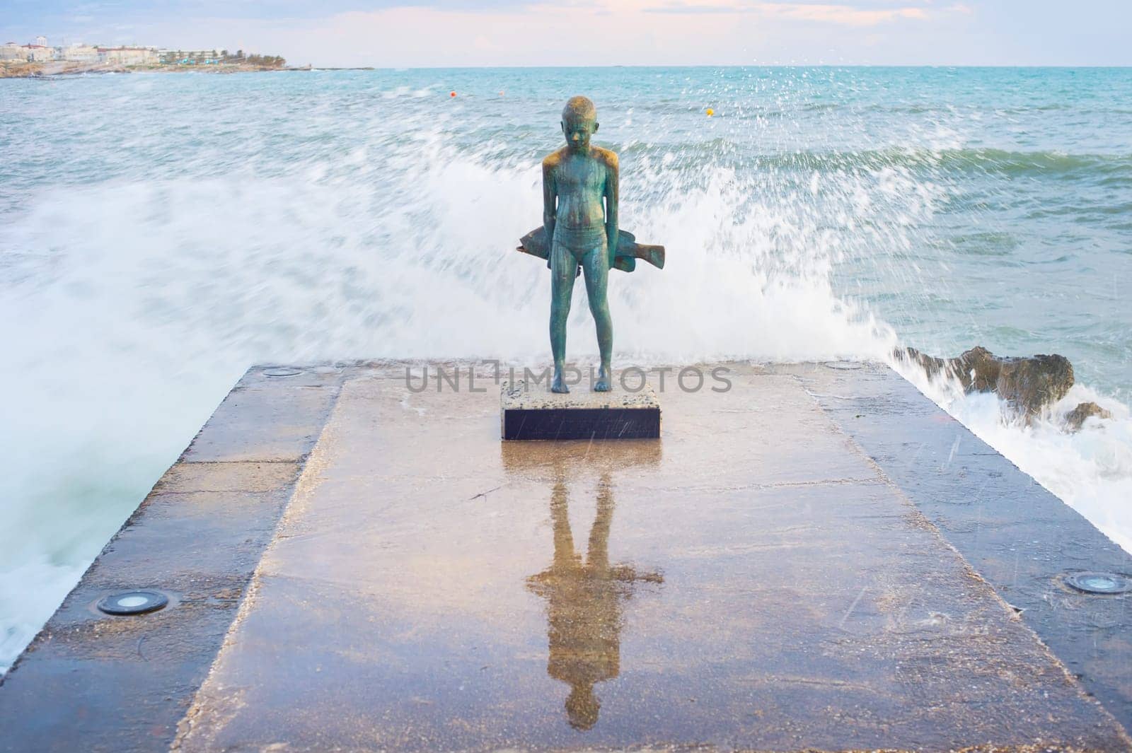 PAPHOS, CYPRUS - FEBRUARY 15, 2019: Statue of Little Fisherman. Paphos, Cyprus