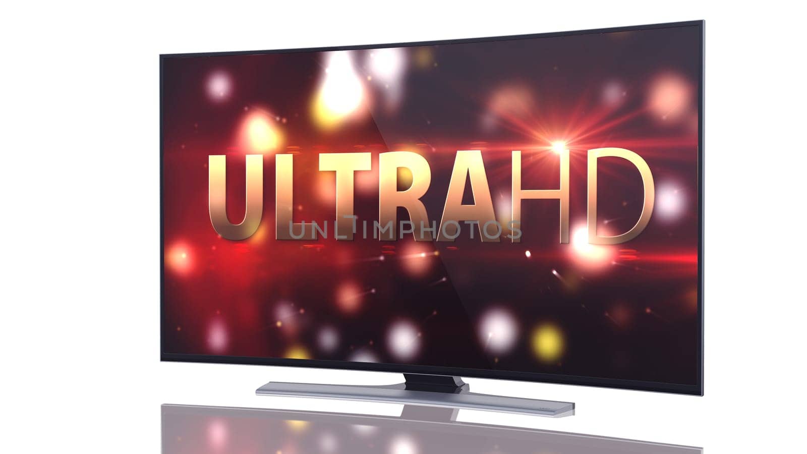 UltraHD Smart Tv with Curved screen on white background