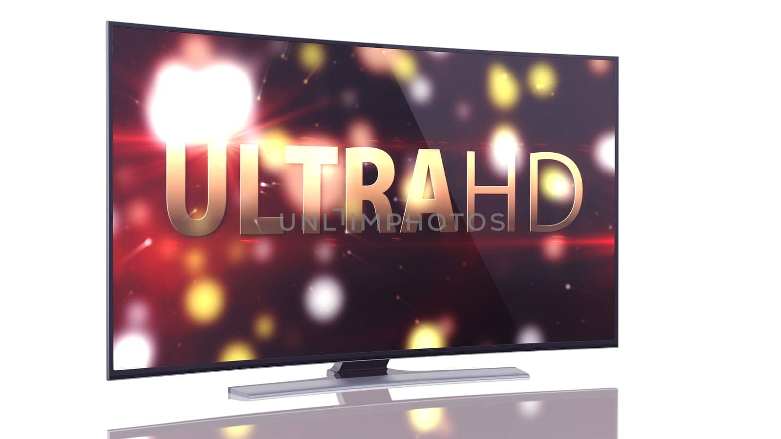 UltraHD Smart Tv with Curved screen on white background