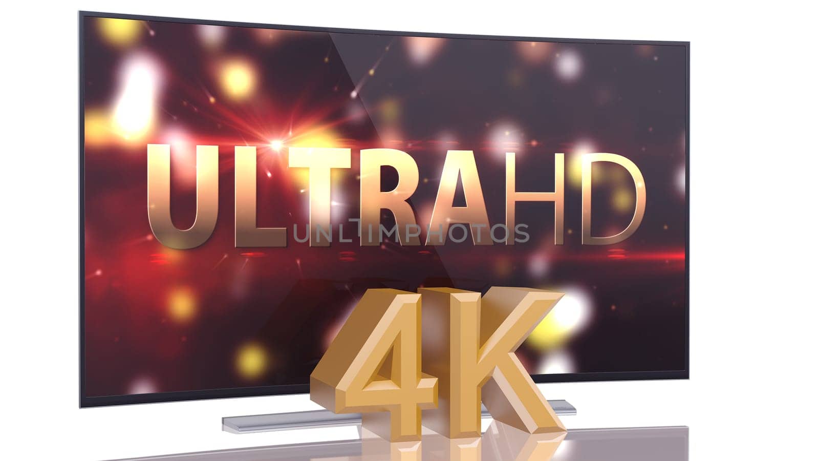 UltraHD Smart Tv with Curved screen on white background