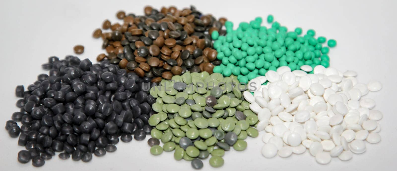 Granules against a white background