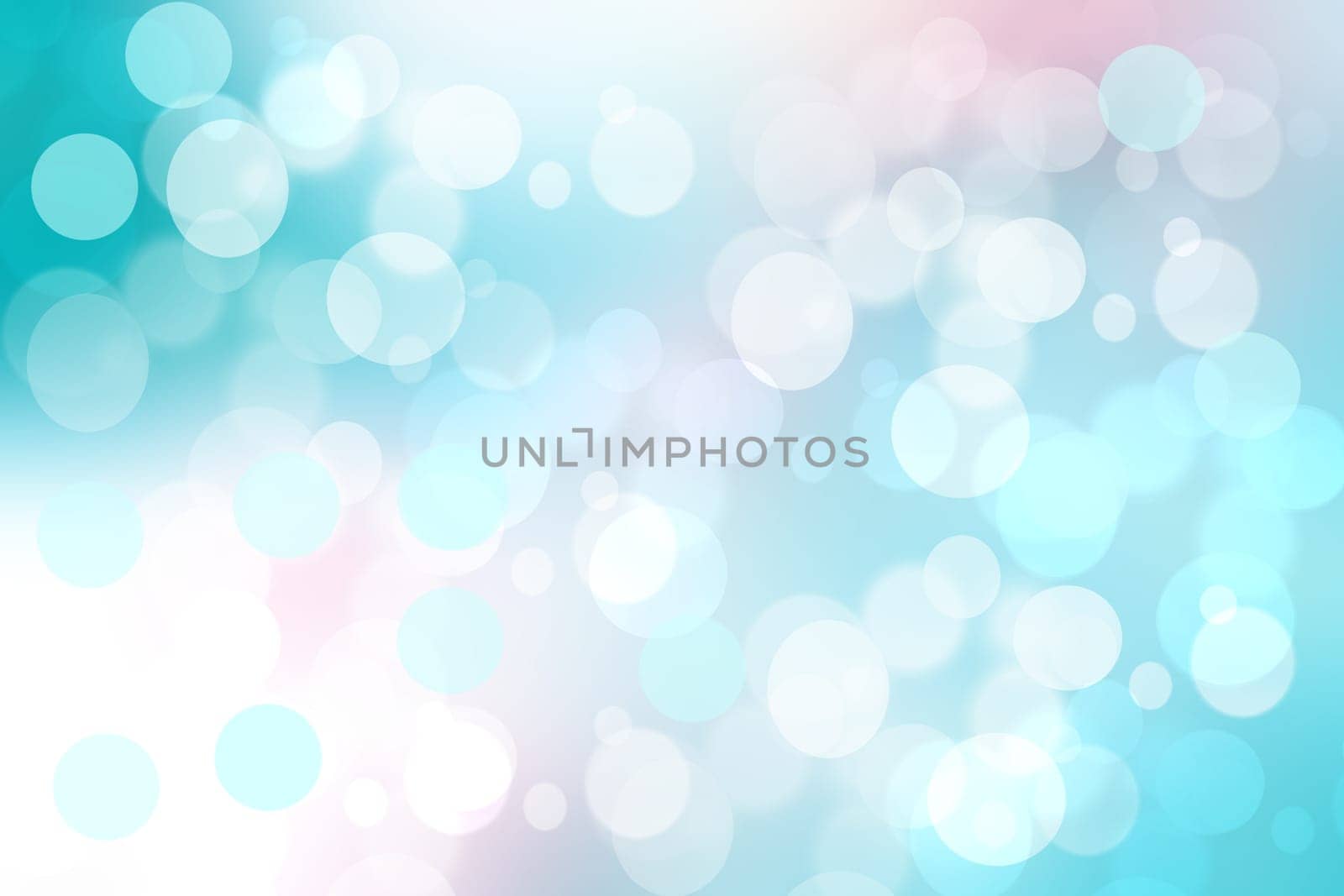 Abstract gradient of light blue pink pastel background texture with glowing circular bokeh lights. Beautiful colorful spring or summer backdrop.