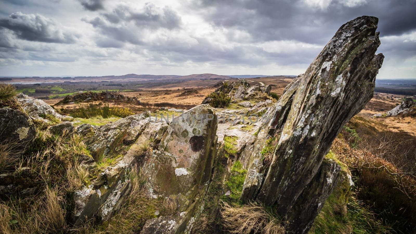 Roc'h Trevezel summit in Monts d'Arree, land of legends in Brittany, France