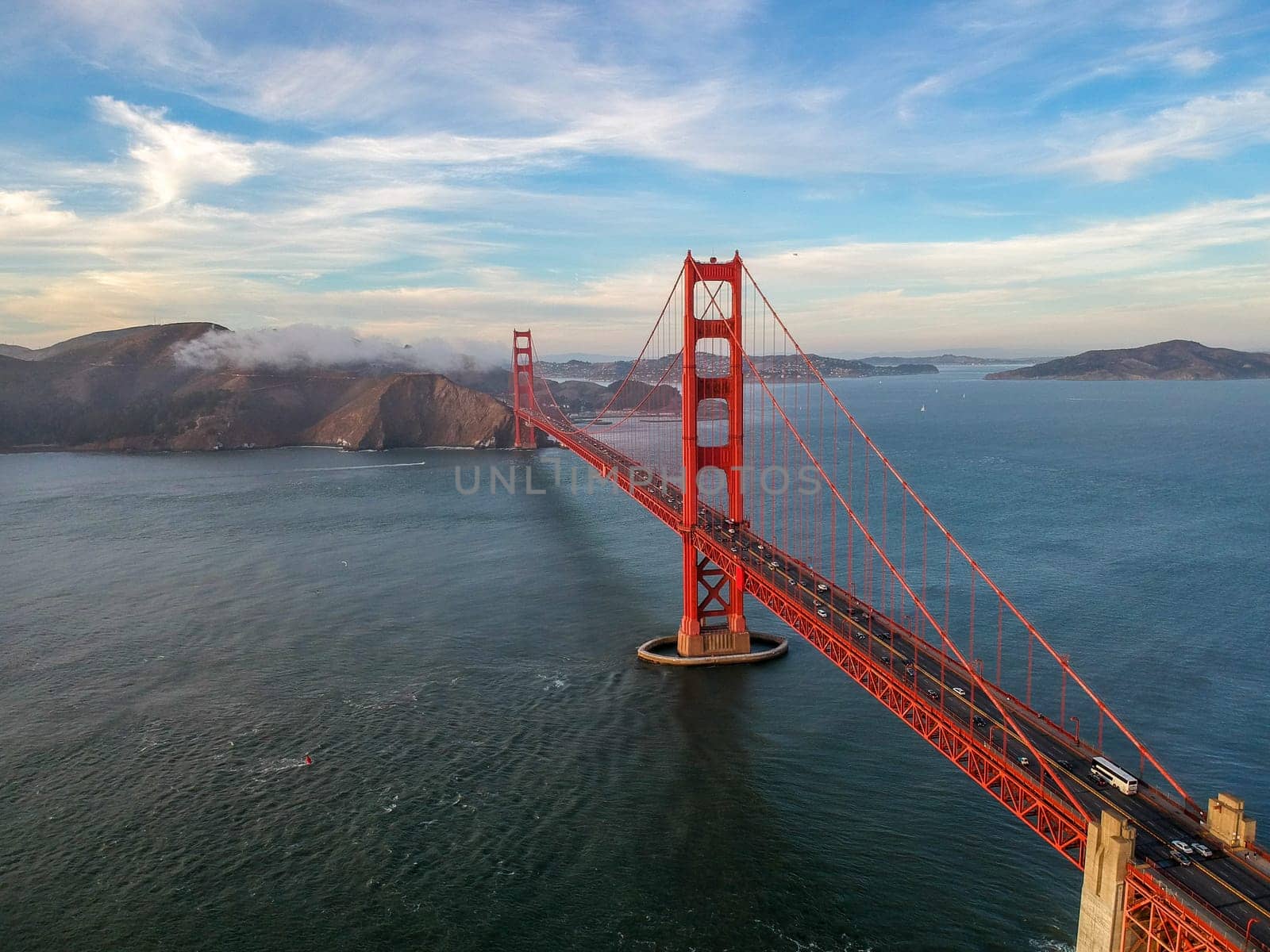 Aerial view of Golden Gate bridge in San Francisco