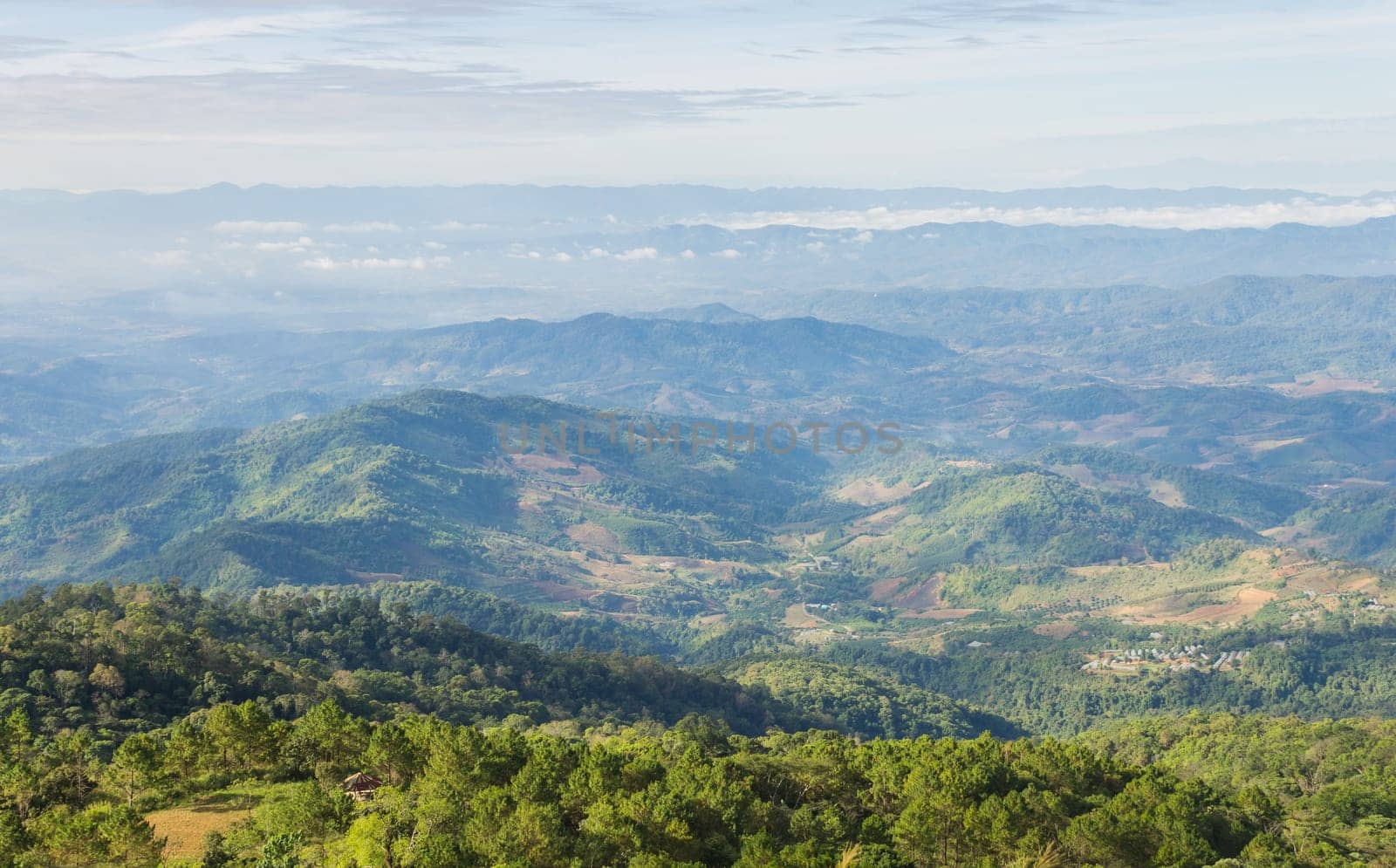 Landscape Mountain Lan Hin Lan Pee View Point at Phu Langka National Park Phayao Thailand. Green mountain or hill at Lan Hin Lan Pee view point Phu Langka national park .Phayao northern Thailand travel