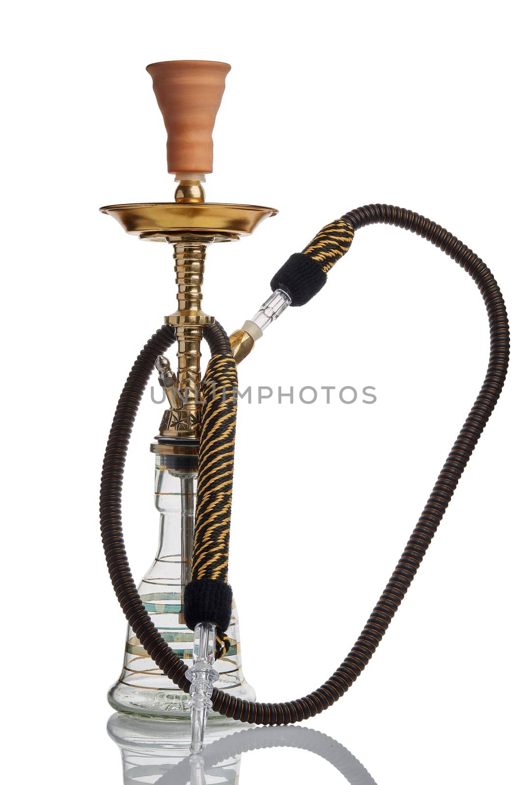 Egyptian hookah (shisha) isolated on a white background.