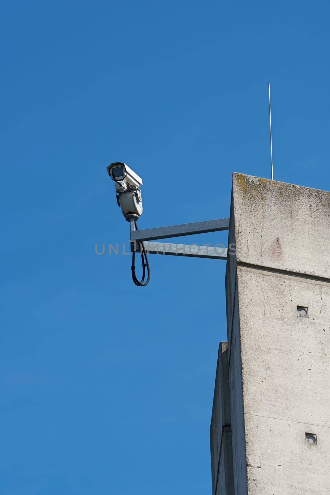 Video surveillance on a pillar of the trough bridge at Hohenwarthe in Germany
