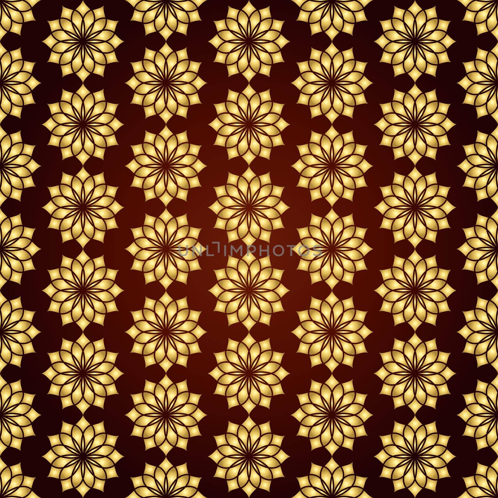 Gold classic jasmine bloom seamless pattern. Vintage jasmine blossom for old or retro design