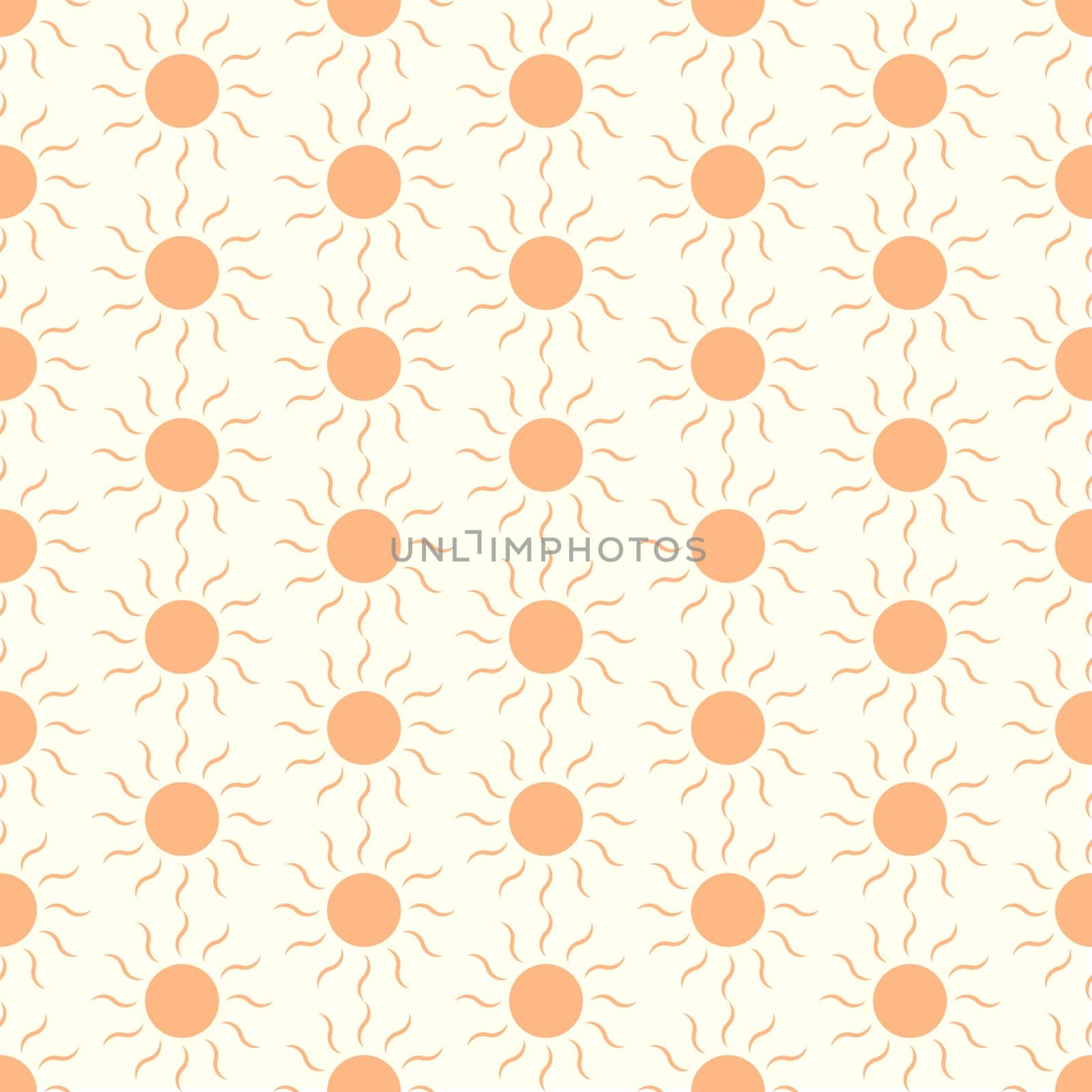 Orange Sun shape seamless pattern on pastel color. Circle and swirl in sweet style for abstract or graphic design