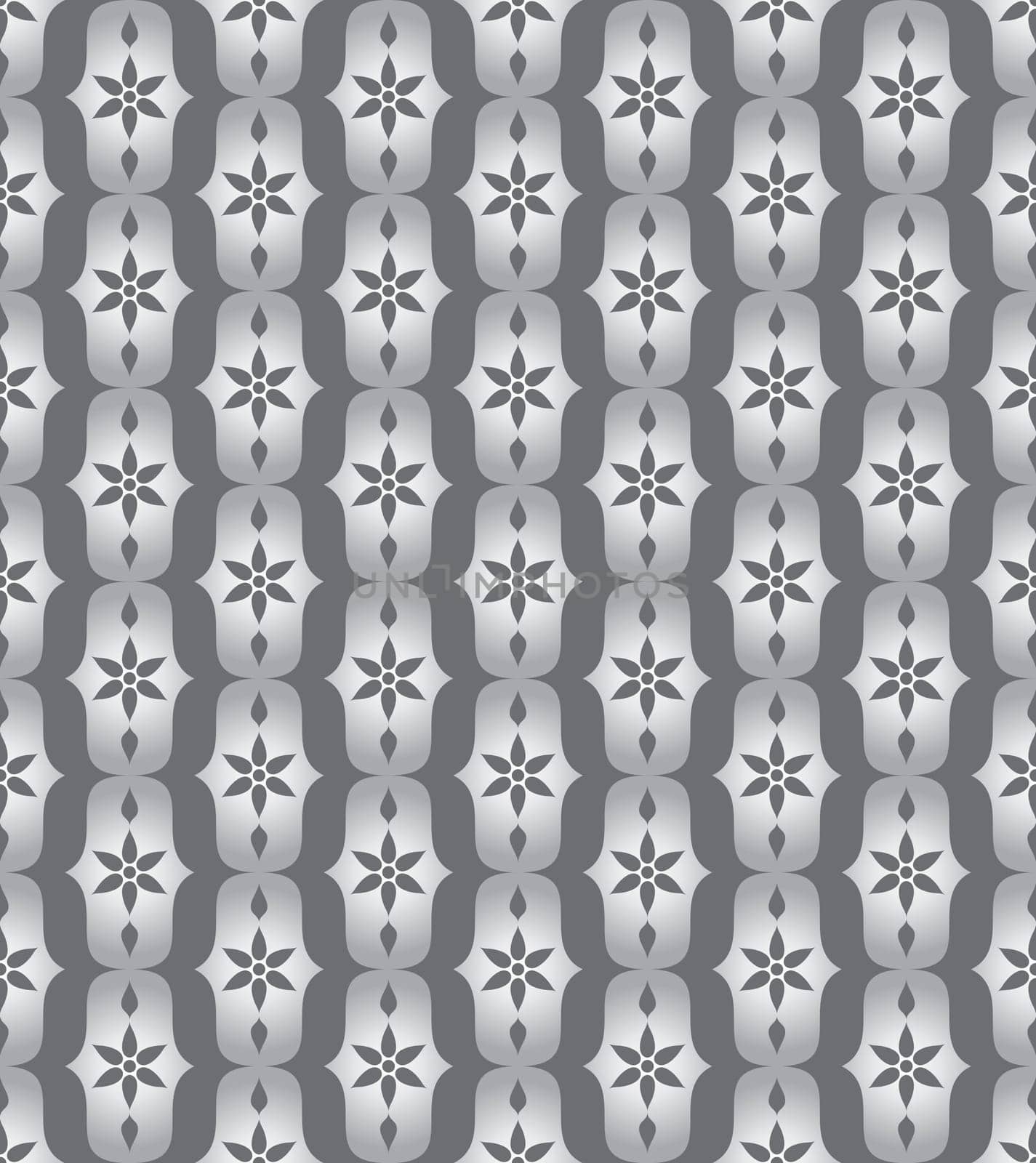 Silver vintage blossom and lobe pattern on pastel background. Retro bloom seamless pattern for ancient or old design
