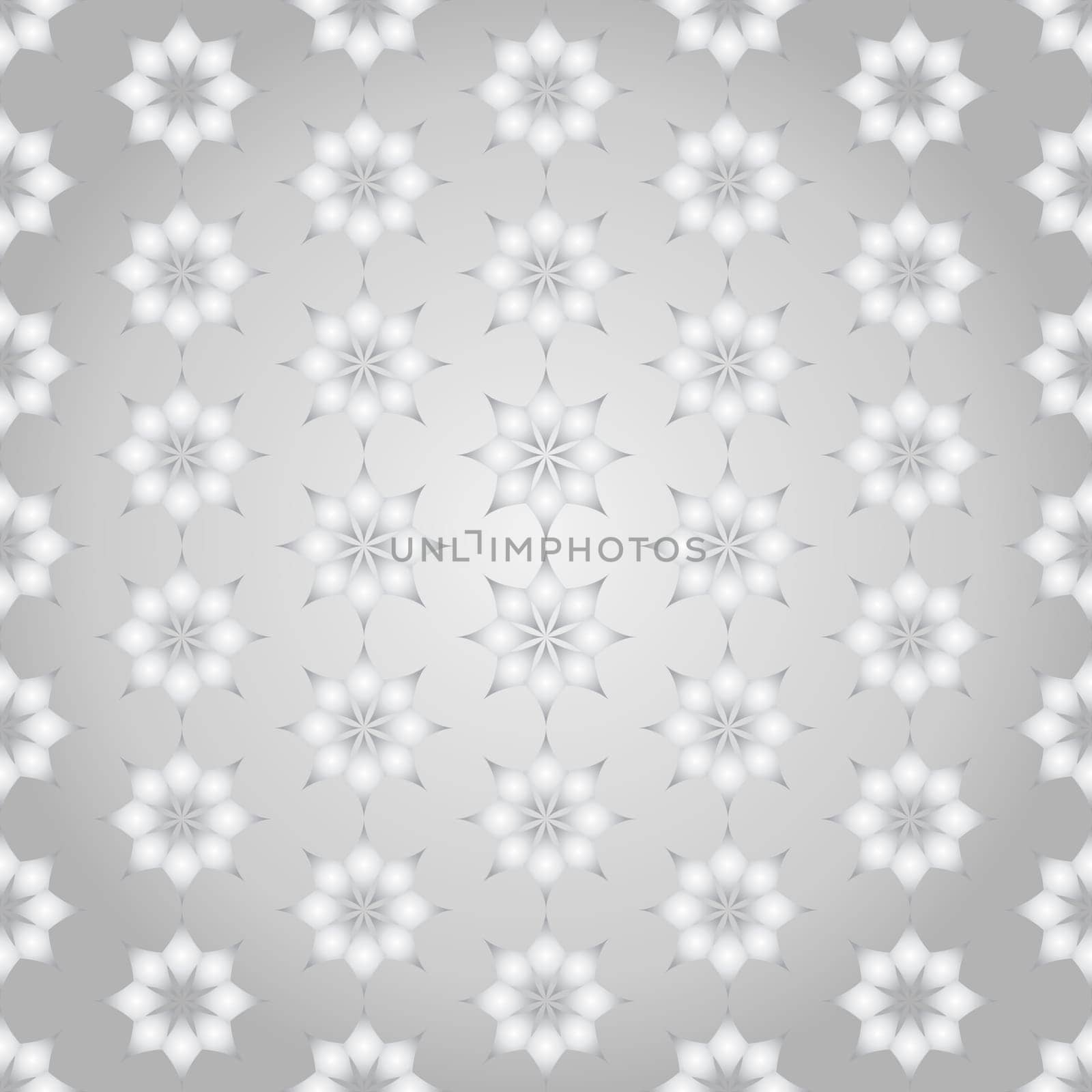 Silver modern classic bloom seamless pattern. Abstract blossom style for graphic and retro design.