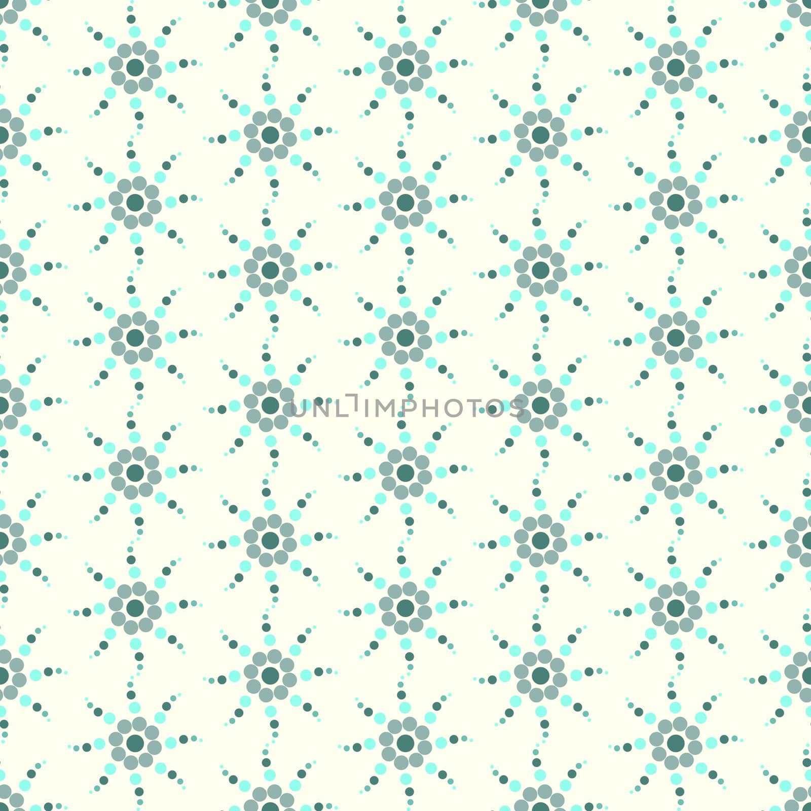 Turquoise circle flower seamless pattern on pastel background. Sweet and vintage pattern style for cute or modern graphic design
