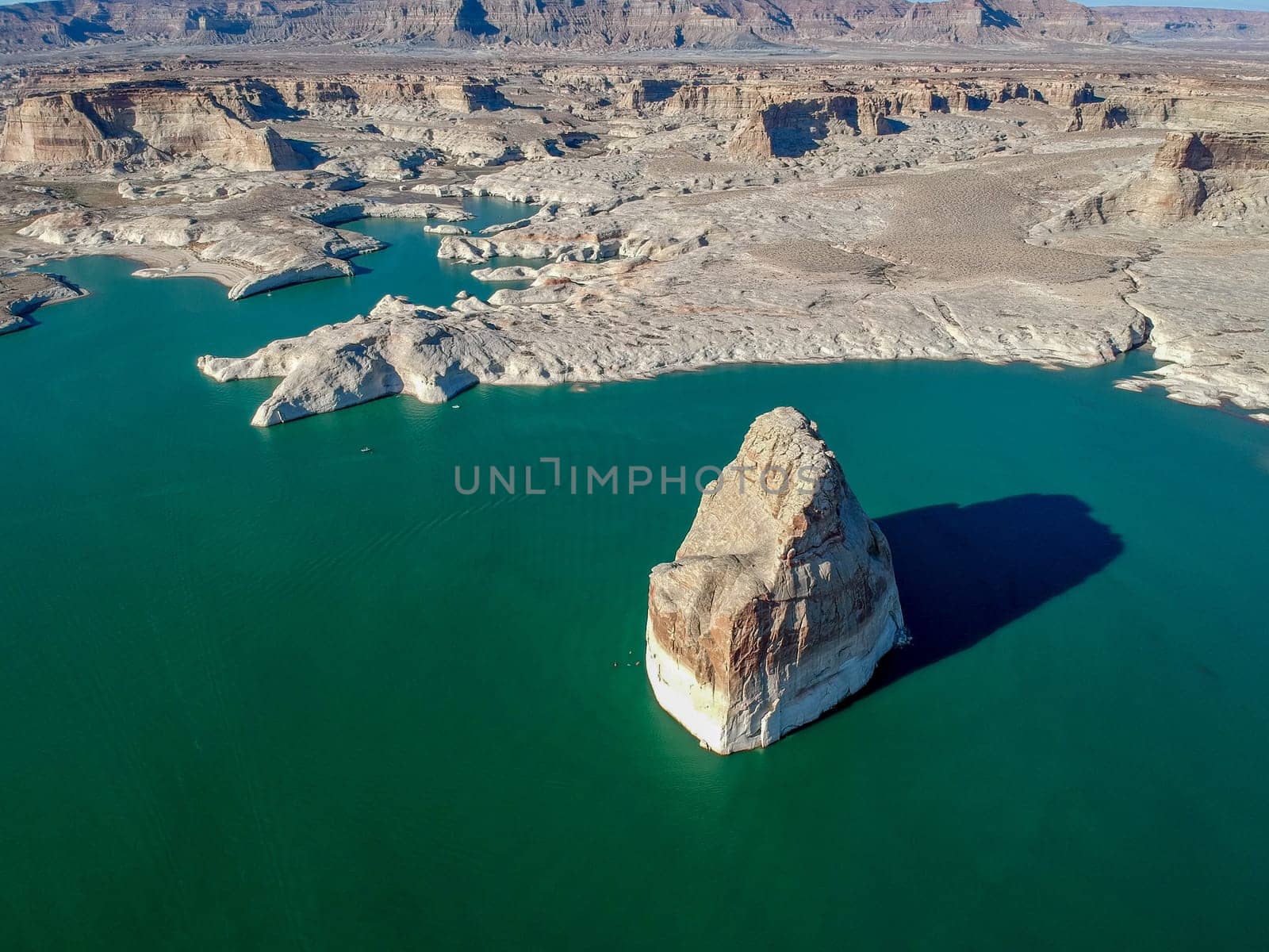 Aerial vief of Lone Rock at Lake Powell