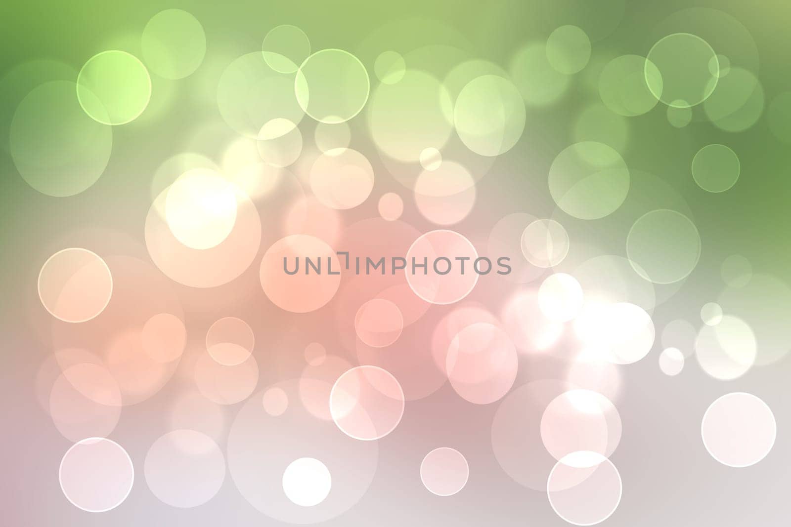 Abstract blurred vivid spring summer light delicate pastel pink green bokeh background texture with bright circular soft color lights. Card concept. Beautiful backdrop illustration.