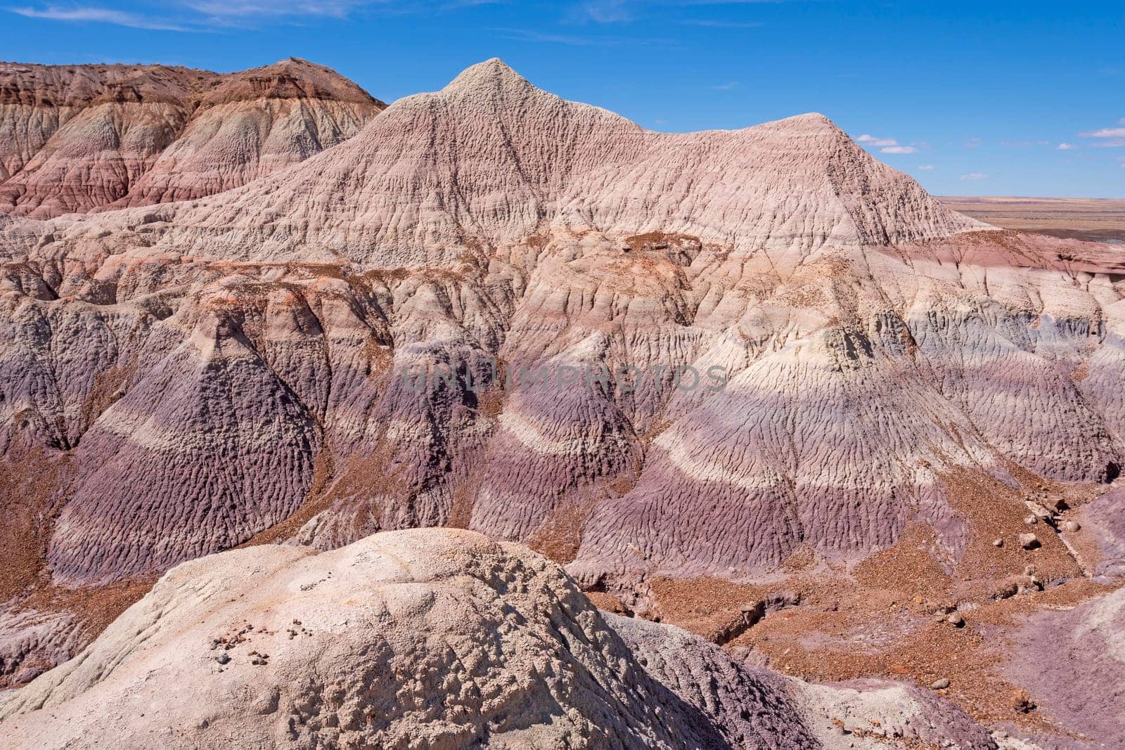 Colorful Eroded Hills in the Painted Desert in Petrified Forest National Park in Arizona