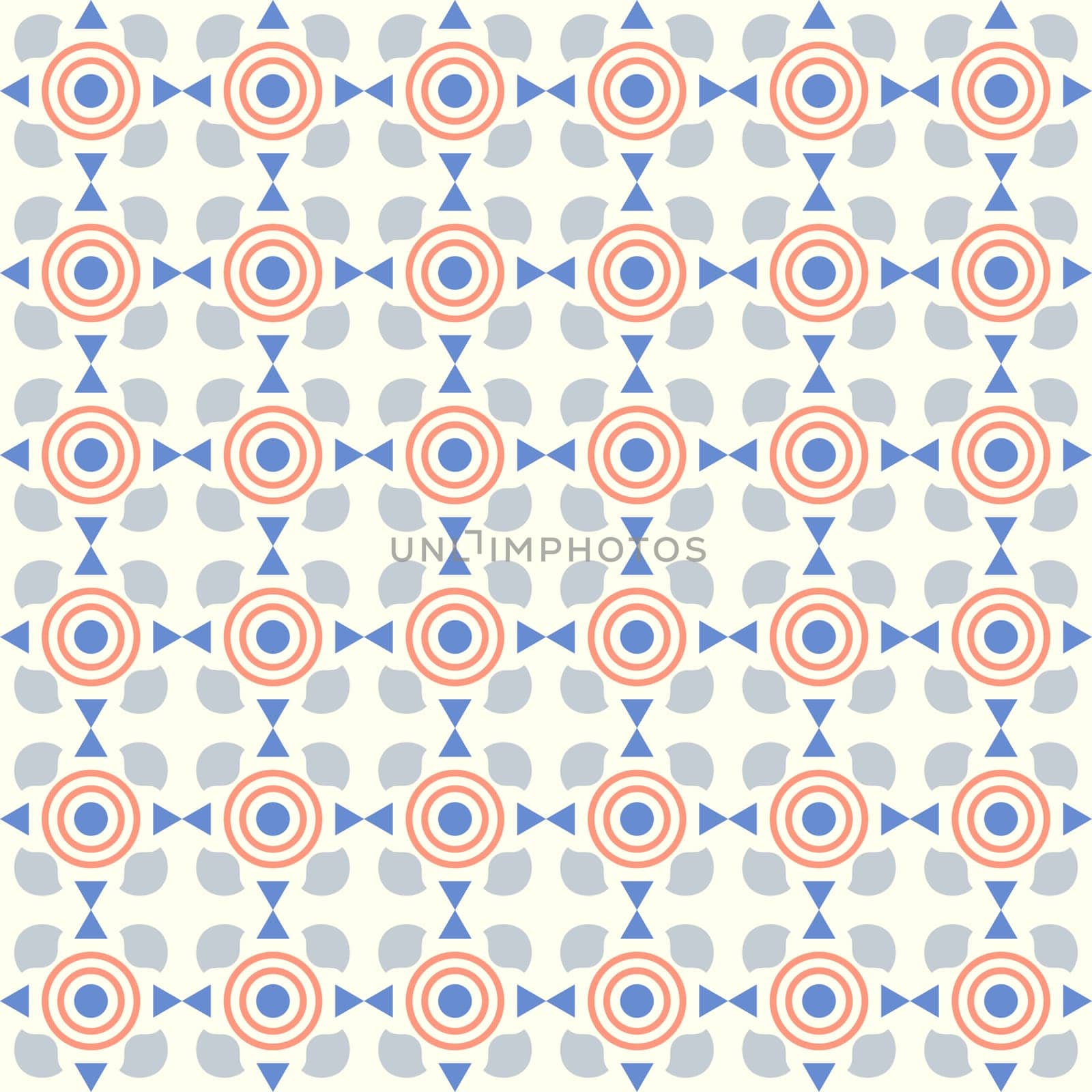 Blue sweet circle and curve cup and small triangle pattern on pastel color. Abstract and vintage seamless pattern style for cute or modern design