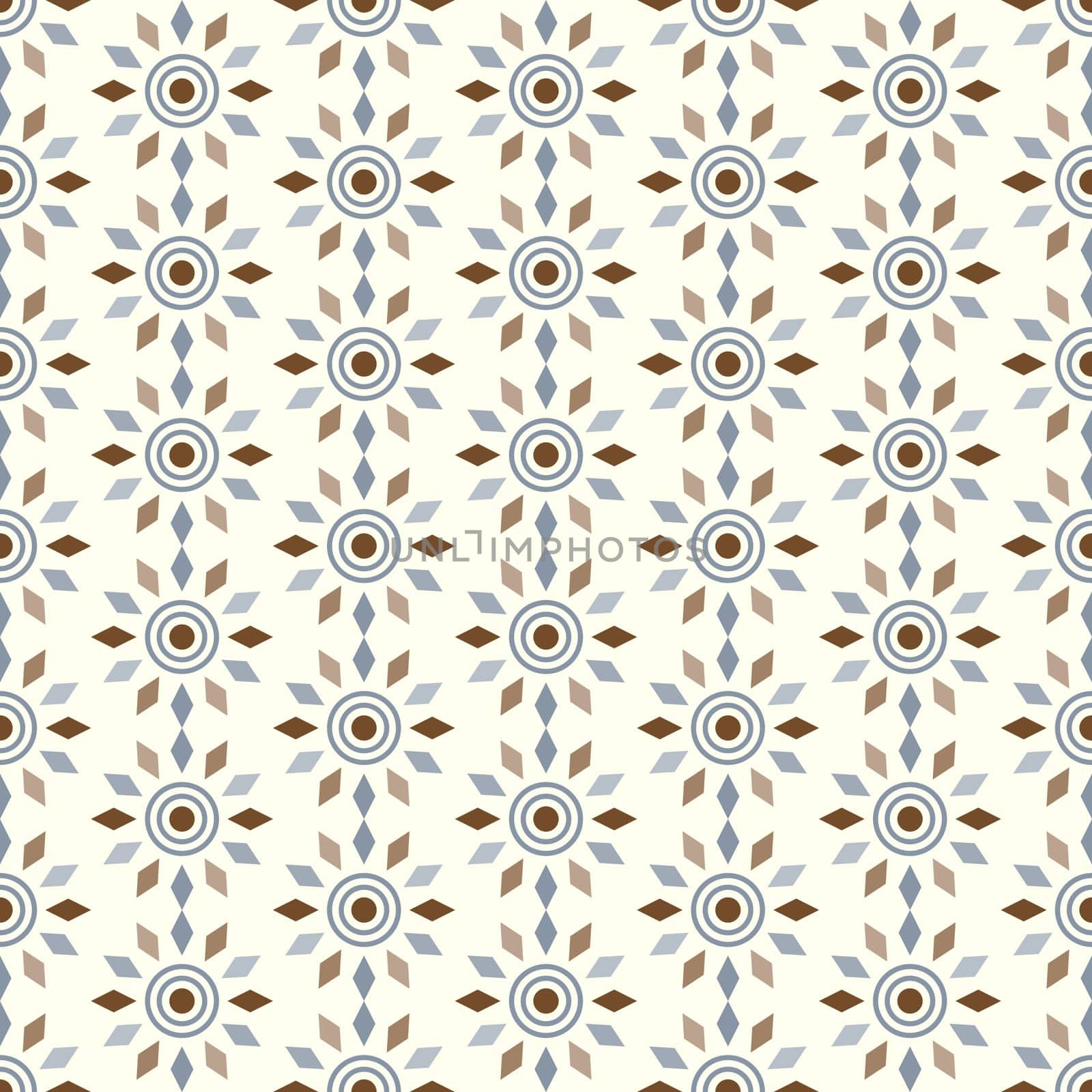 Brown rhomboid and circle pattern on pastel background. Modern and sweet seamless pattern style for graphic design