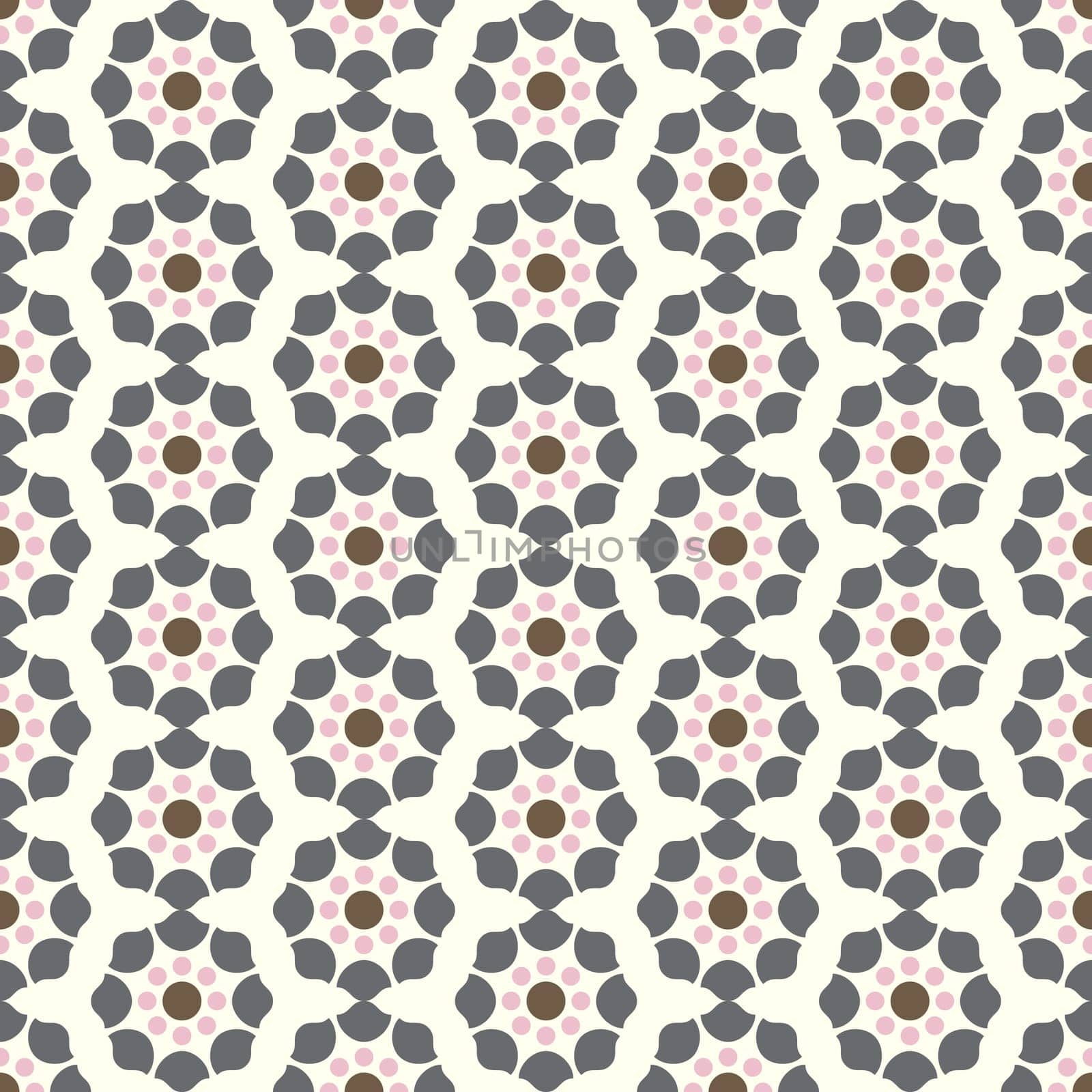 Gray modern and vintage flower pattern on pastel background. Retro blossom seamless pattern for classic or graphic design.