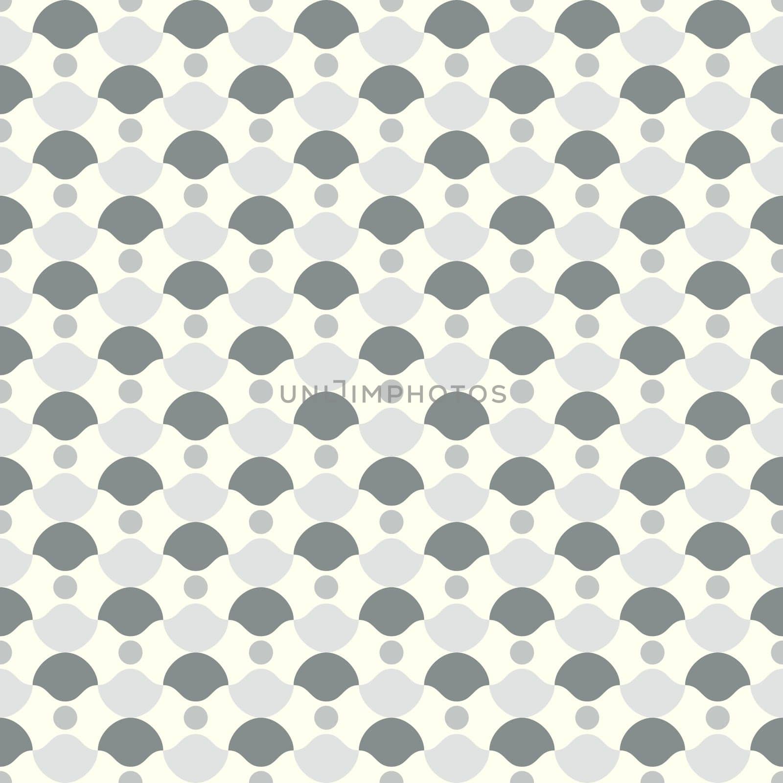 Gray curve cup and circle pattern on pastel background. Retro and classic seamless pattern style for modern or graphic design.