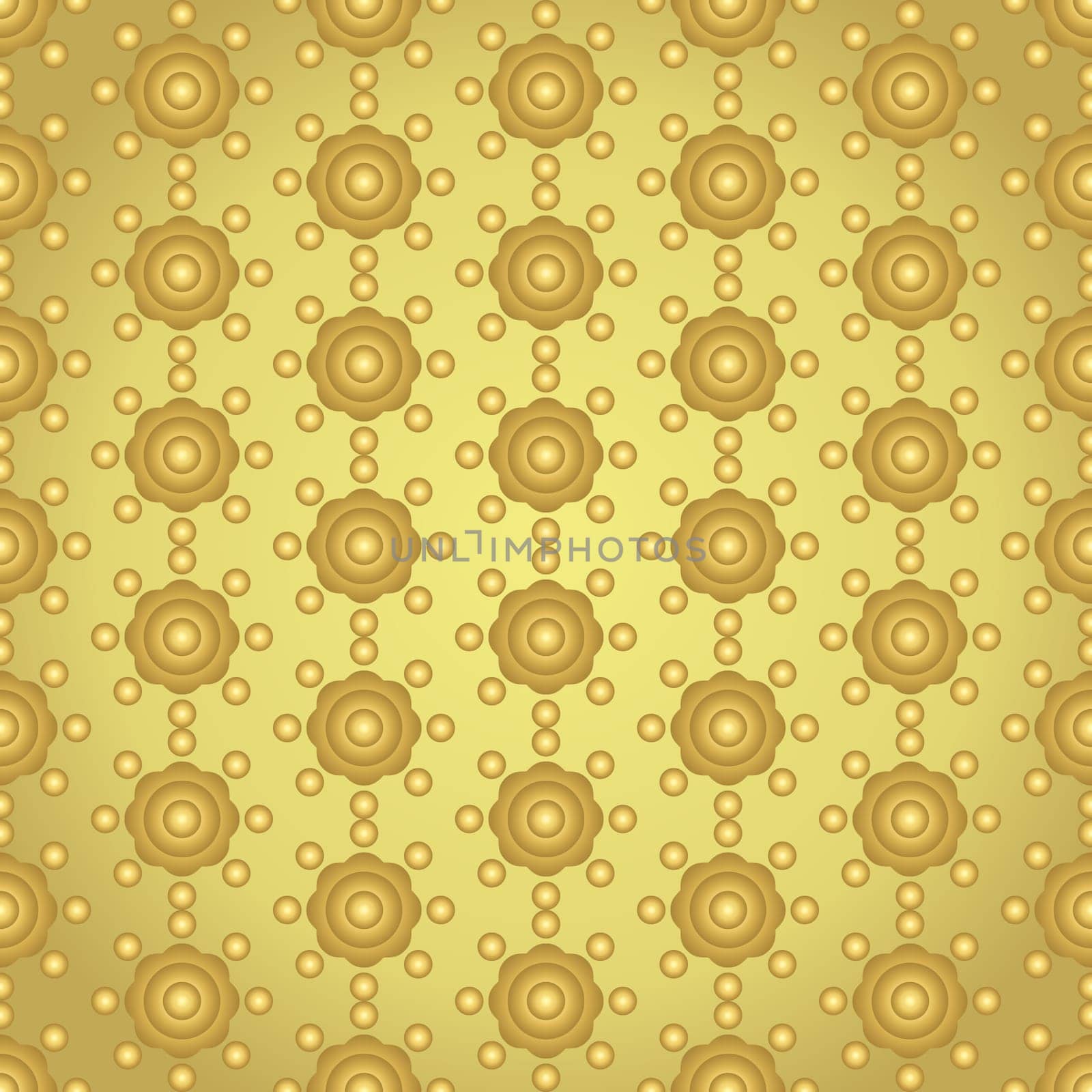 Gold sweet flower and circle pattern on pastel background. Vintage blossom and dot seamless pattern style for cute or modern design.