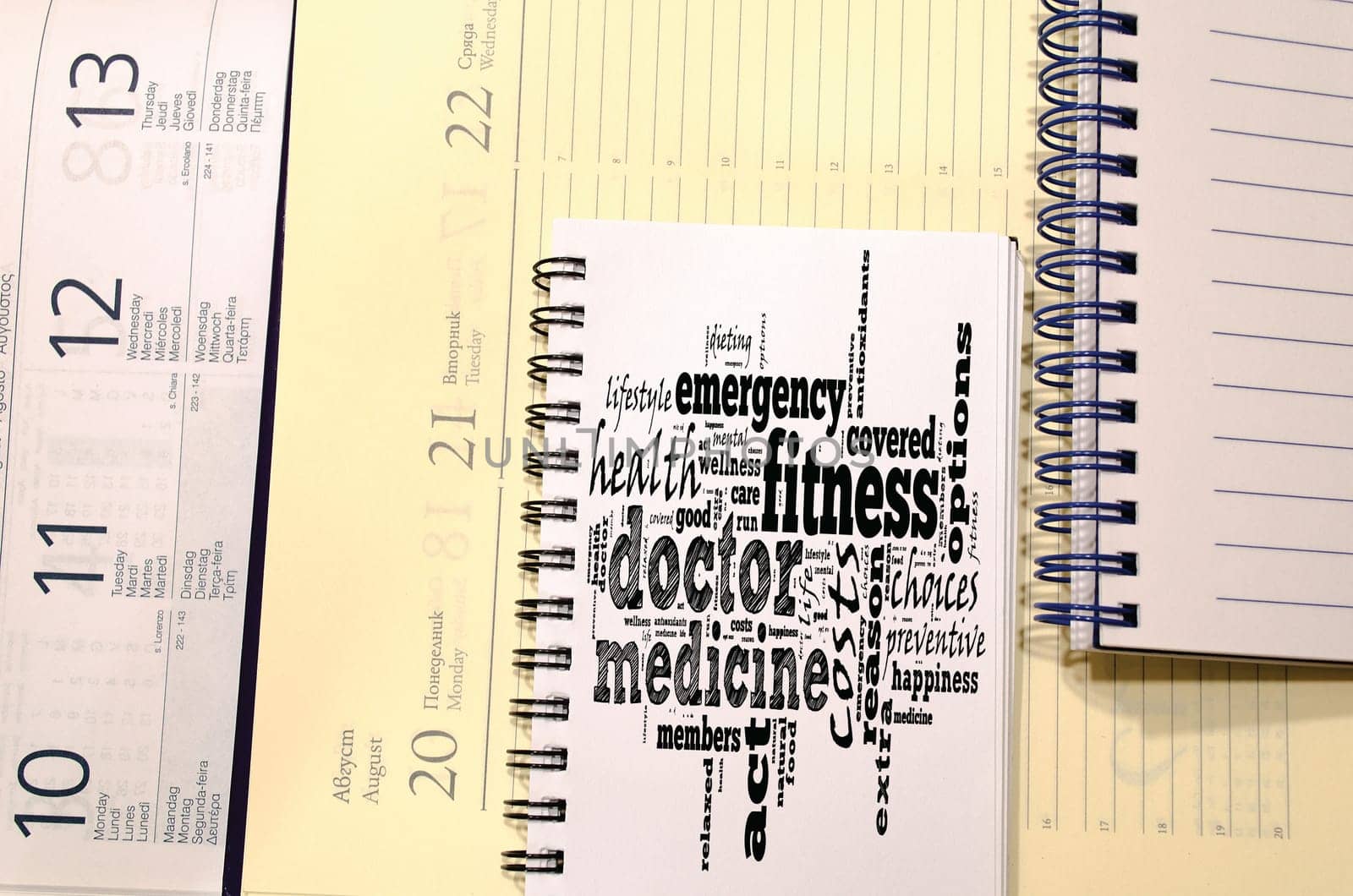 Doctor word cloud collage over notepad background